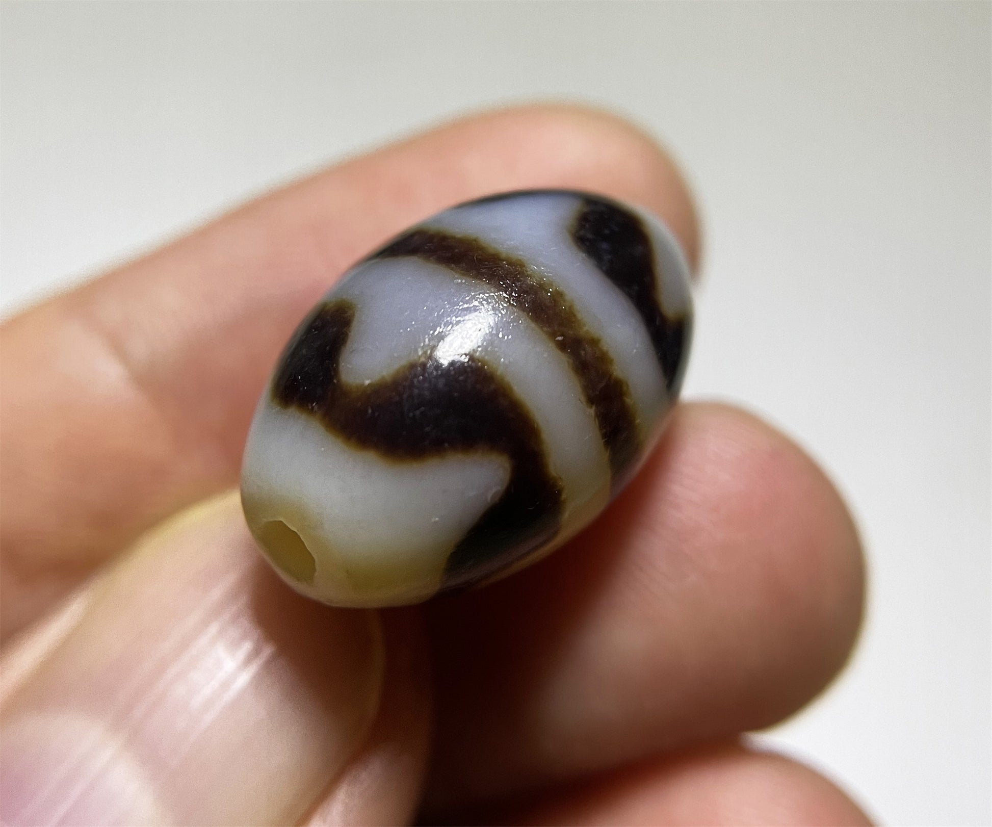 real tibetan ancient tiger tooth dzi bead pendant amulet genuine old zig zag himalaya agate water wave pure gzi talisman