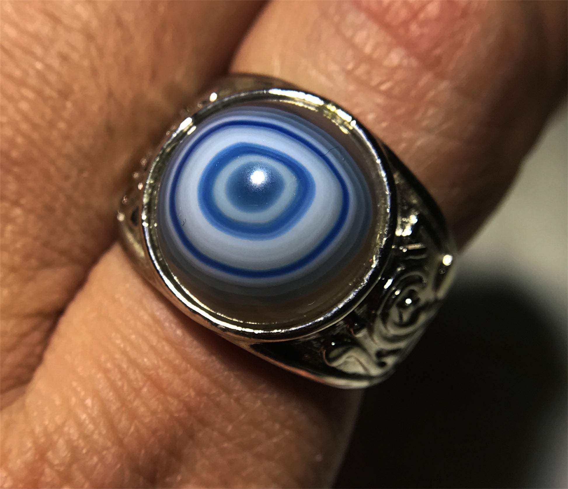 real tibetan antique luk mik eye dzi bead ring amulet genuine old lukmik banded agate one natural tibetan pyu gzi