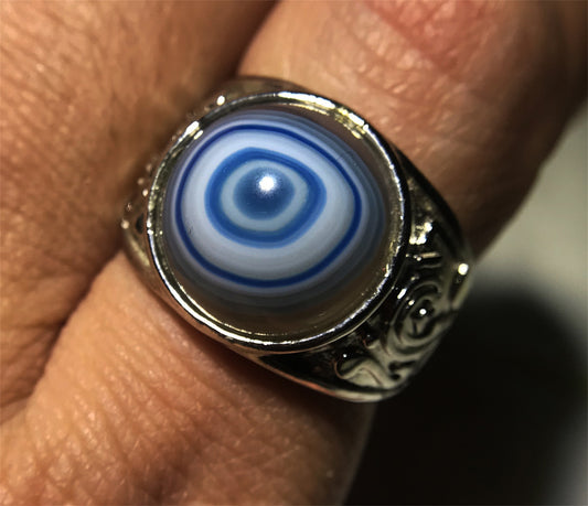 real tibetan antique luk mik eye dzi bead ring amulet genuine old lukmik banded agate one natural tibetan pyu gzi