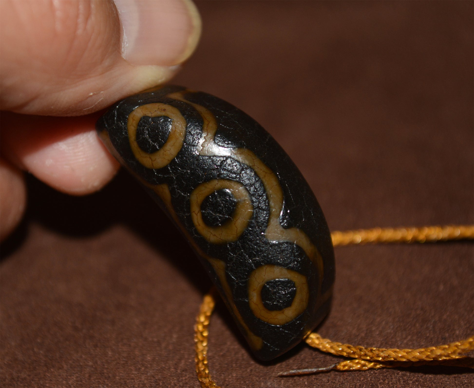 Real Tibetan Ancient Pure Five Eyes Dzi Bead