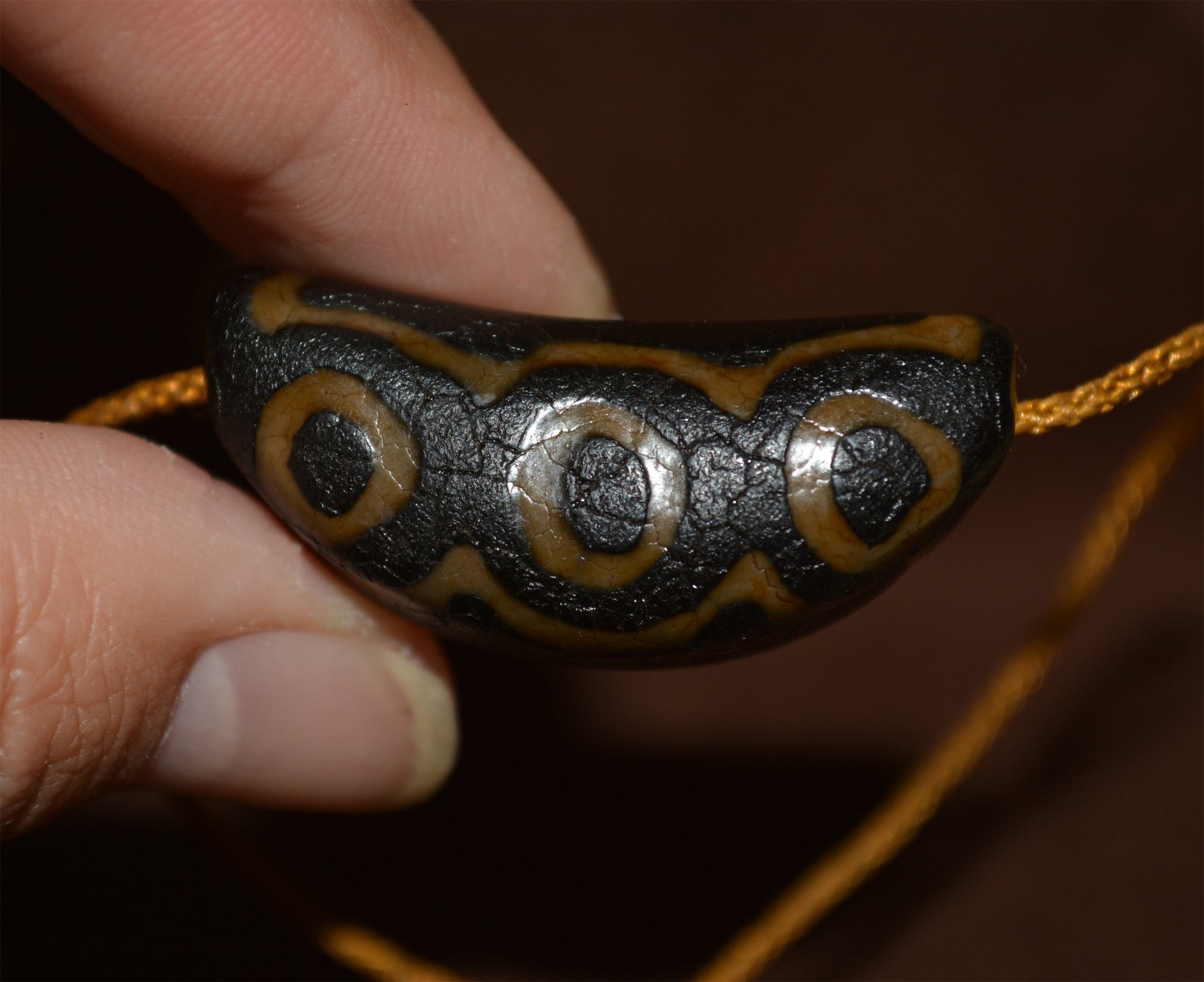 Real Tibetan Ancient Pure Five Eyes Dzi Bead