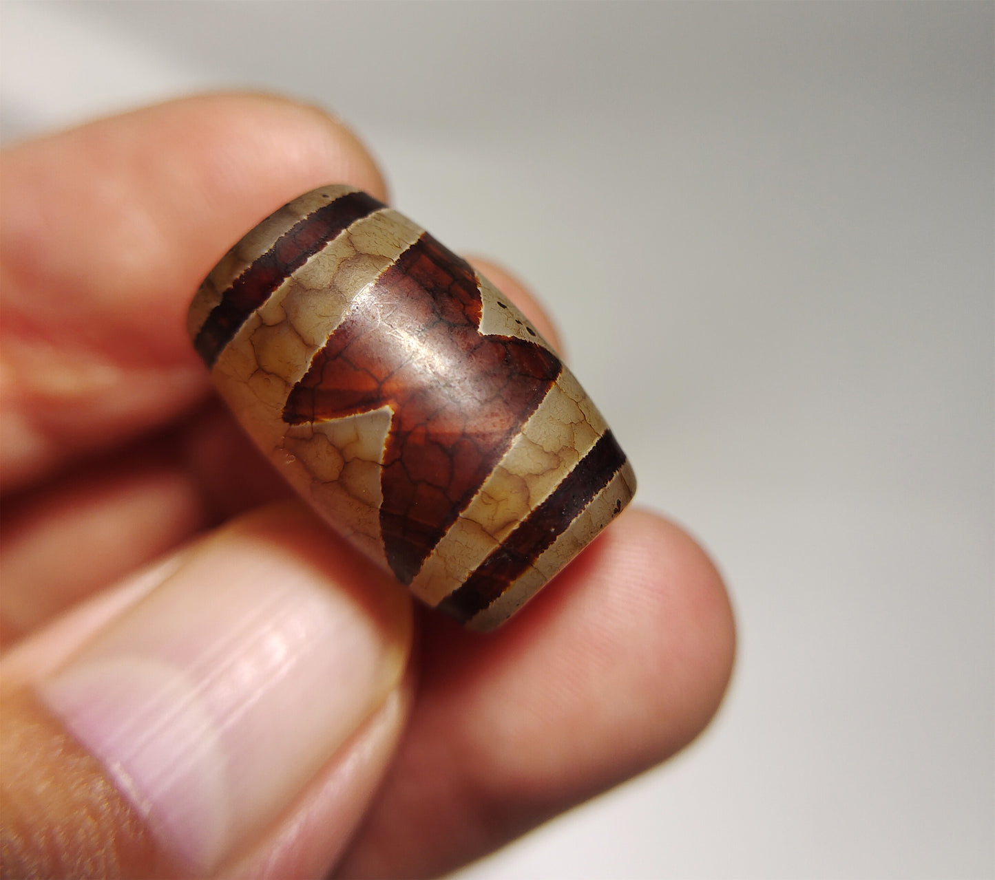 Real Tibetan Five Eyes Lightning Dzi Bead Pendant Amulet Old Himalaya Agate Pure Gzi Tibet