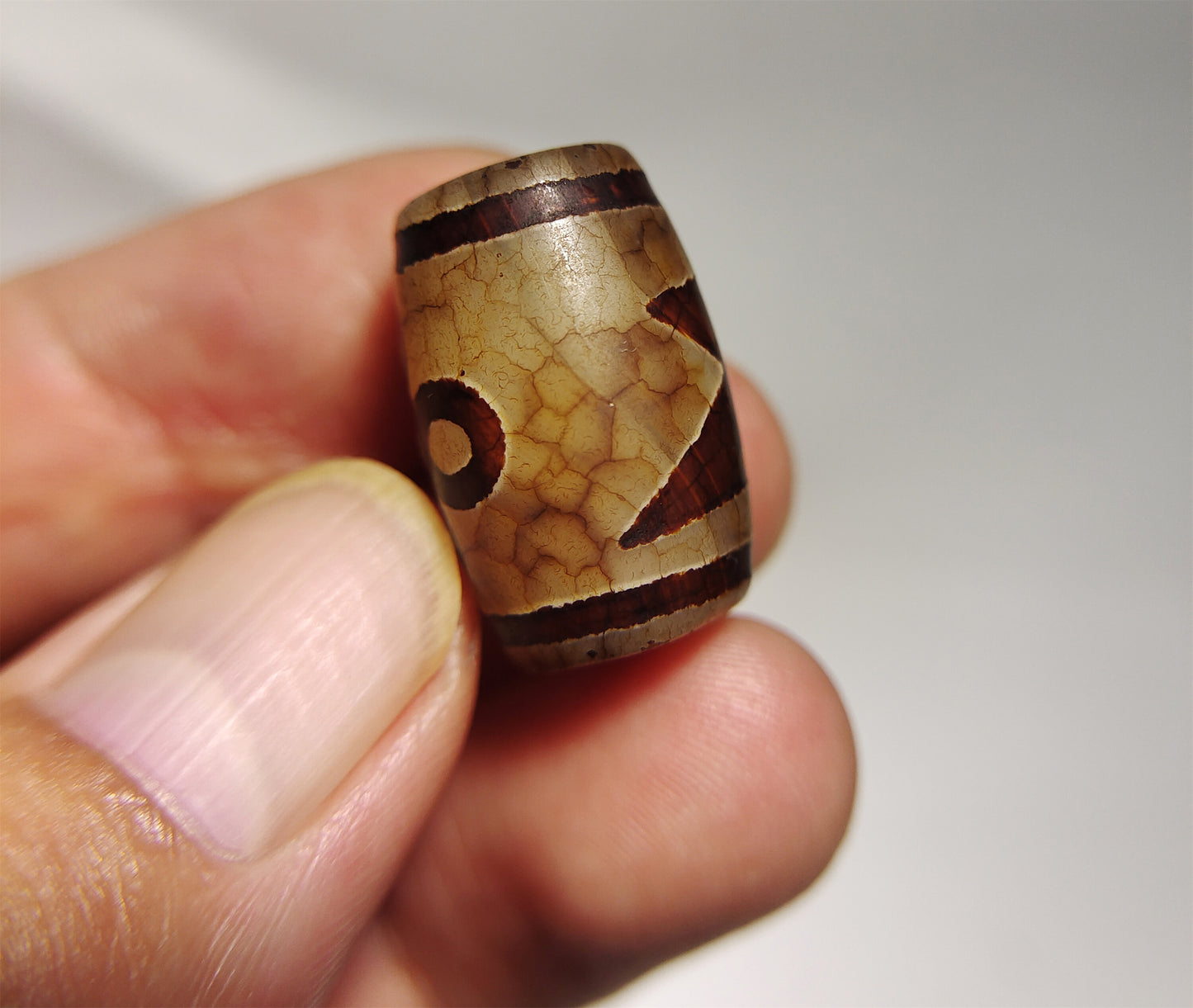 Real Tibetan Five Eyes Lightning Dzi Bead Pendant Amulet Old Himalaya Agate Pure Gzi Tibet