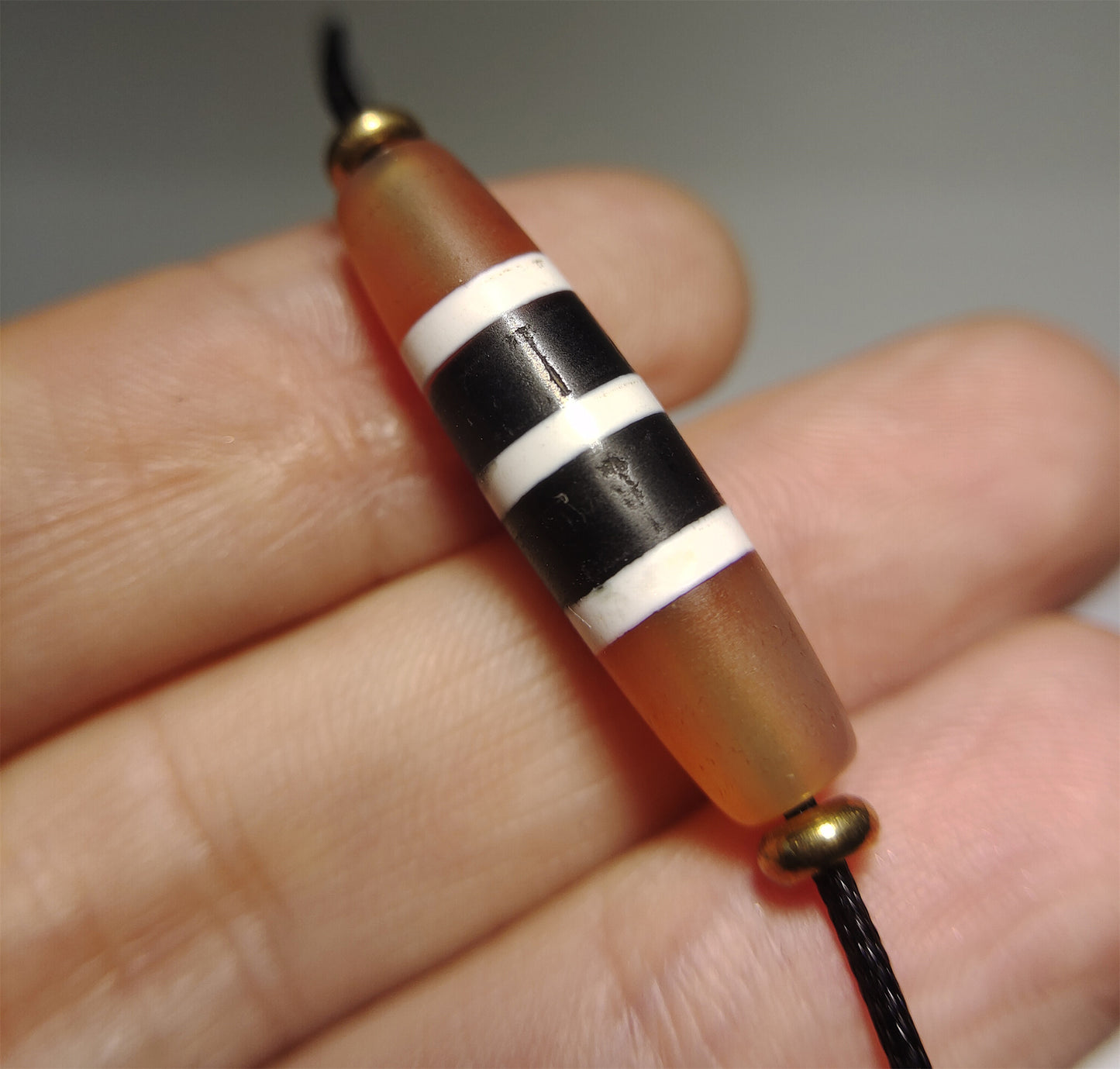 Genuine Tibetan Ancient Five Stripes Dzi Bead 3 Eye Amulet Himalaya Real Agate Pure Gzi