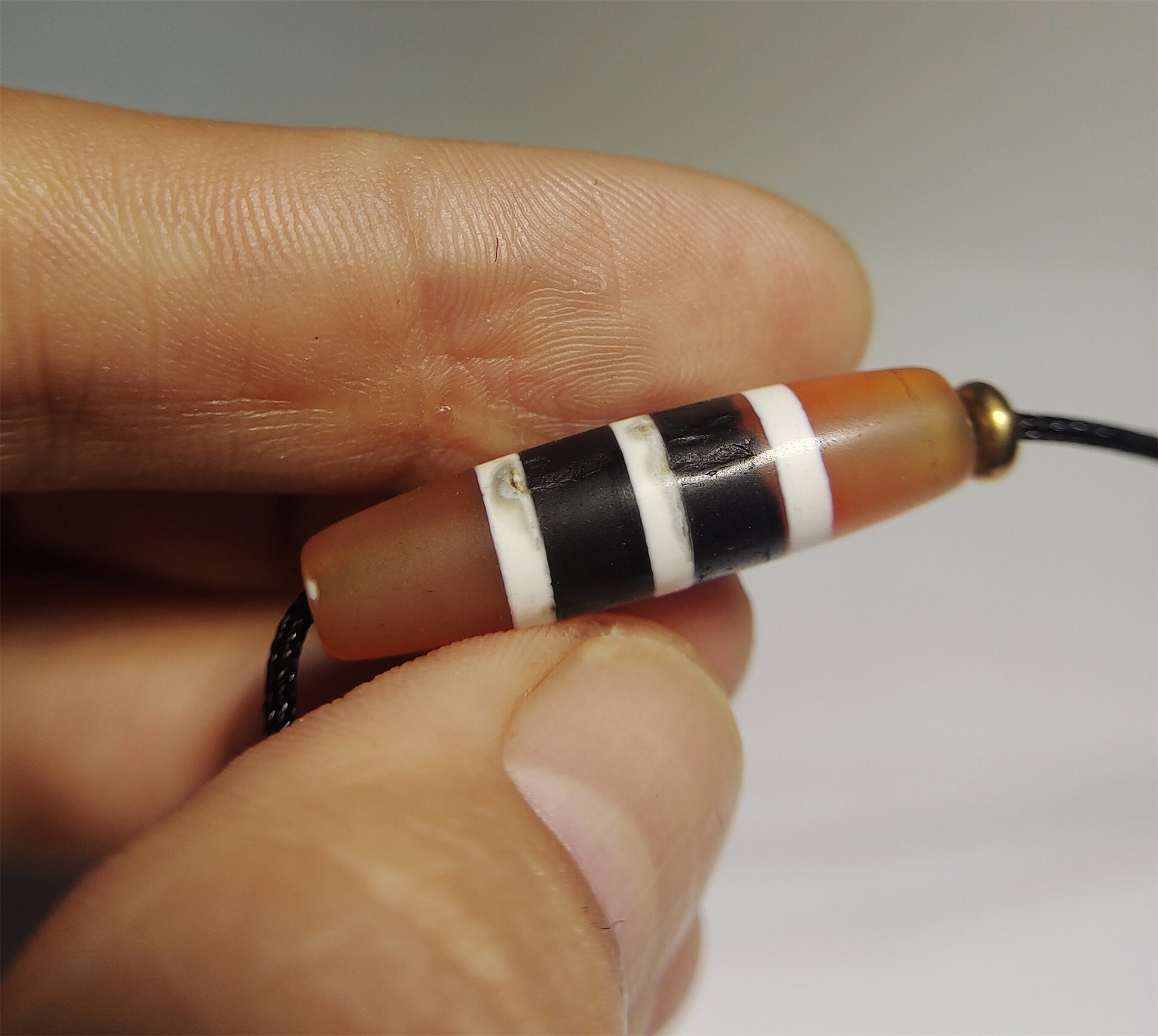 Genuine Tibetan Ancient Five Stripes Dzi Bead 3 Eye Amulet Himalaya Real Agate Pure Gzi