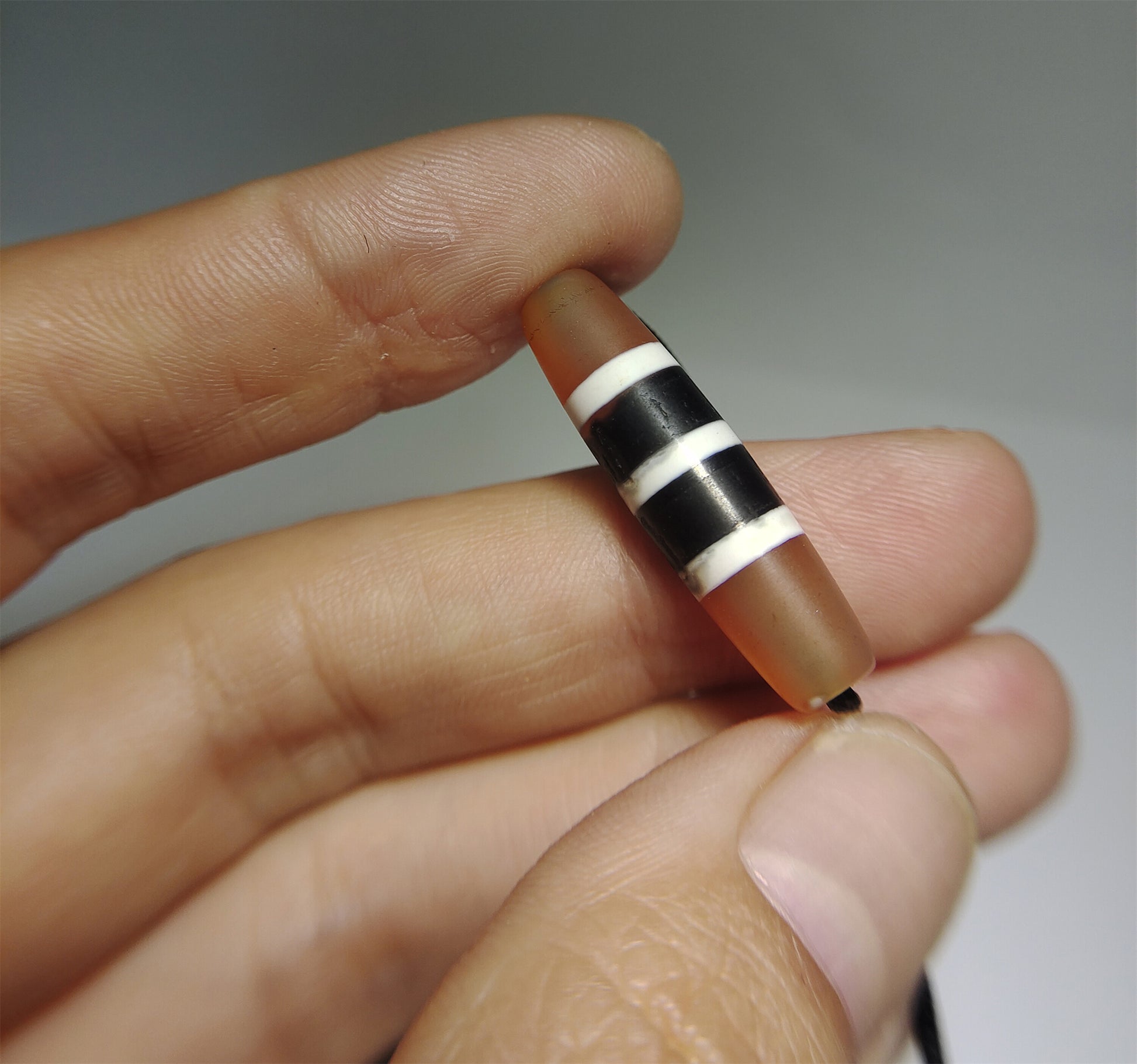 Genuine Tibetan Ancient Five Stripes Dzi Bead 3 Eye Amulet Himalaya Real Agate Pure Gzi