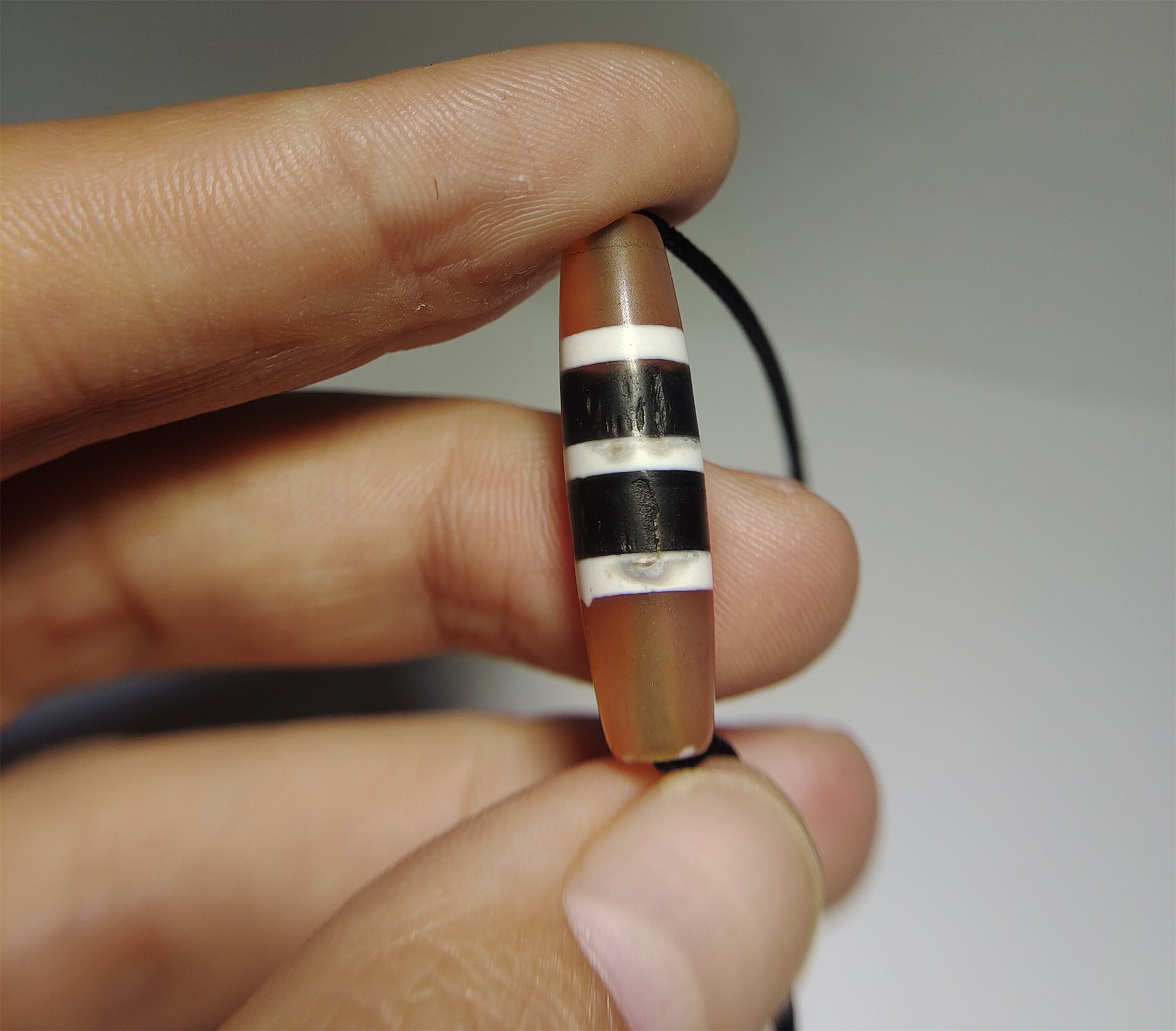 Genuine Tibetan Ancient Five Stripes Dzi Bead 3 Eye Amulet Himalaya Real Agate Pure Gzi
