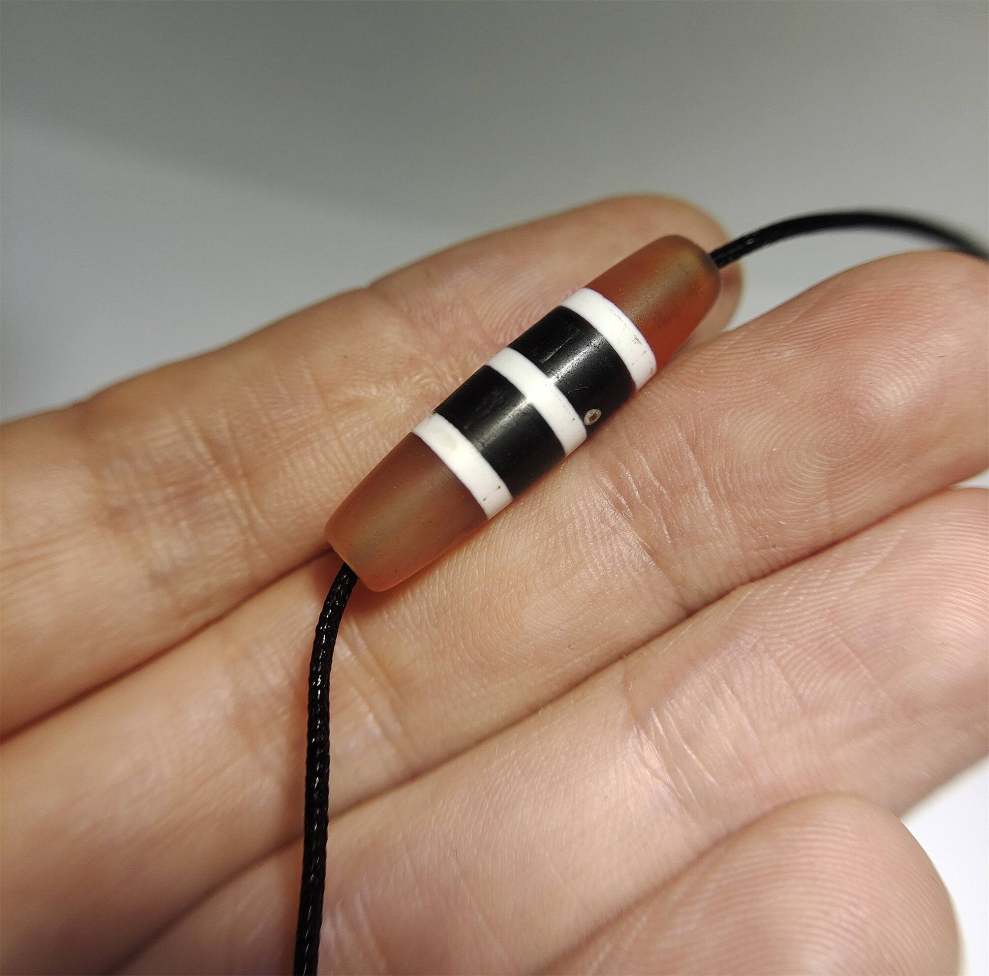 Genuine Tibetan Ancient Five Stripes Dzi Bead 3 Eye Amulet Himalaya Real Agate Pure Gzi
