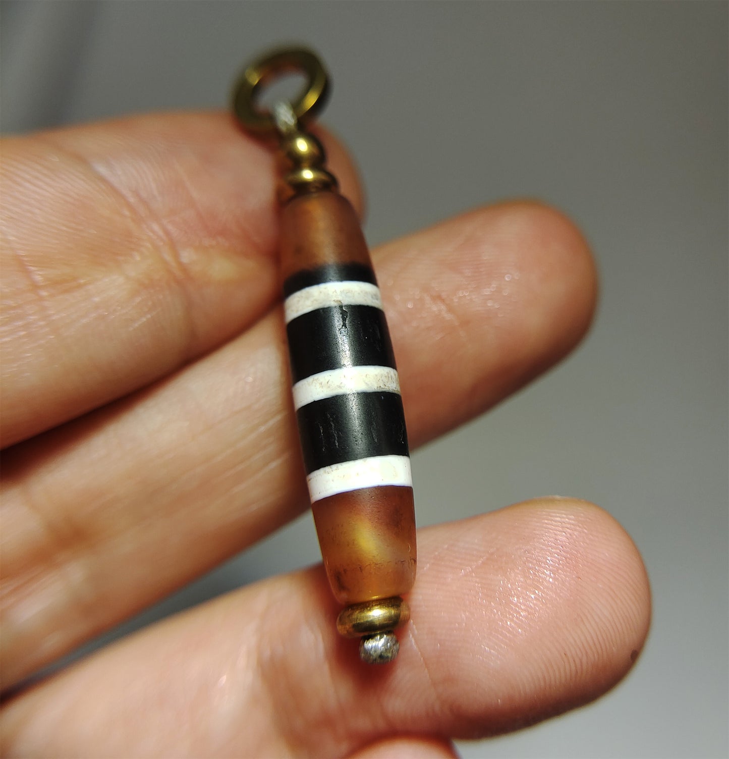 tibetan ancient five striped dzi bead old amulet real genuine himalaya agate pure three eyes gzi pendant