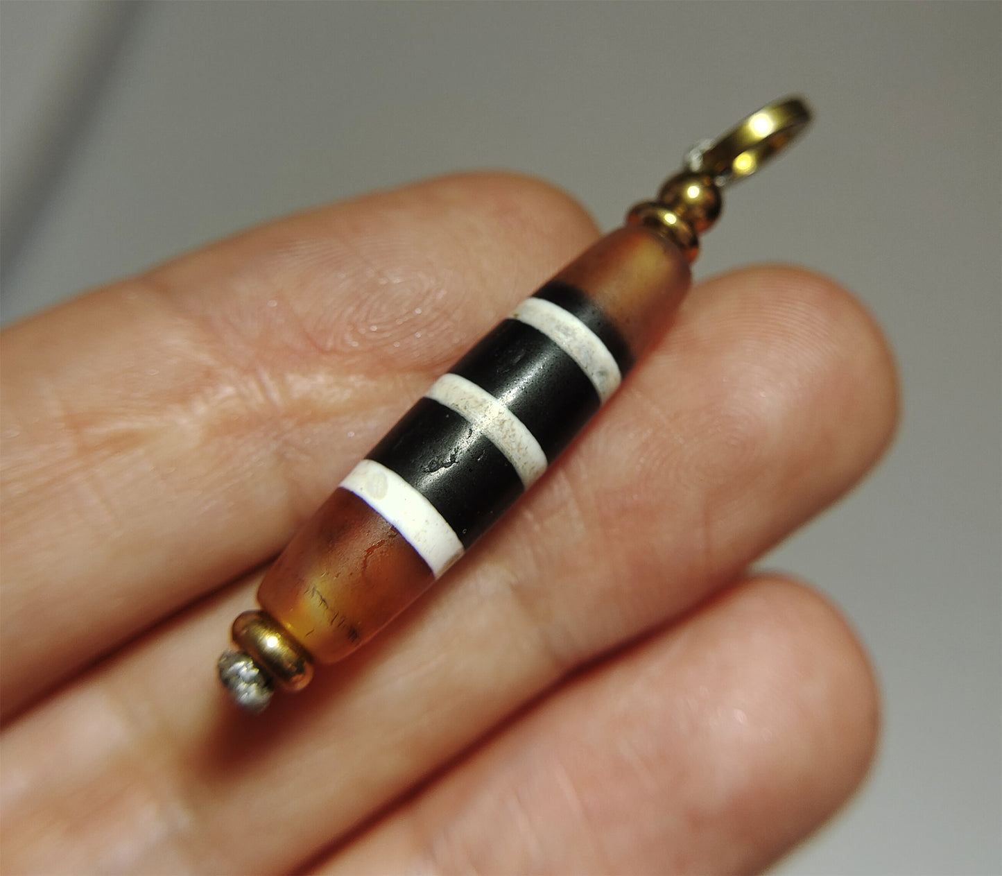 tibetan ancient five striped dzi bead old amulet real genuine himalaya agate pure three eyes gzi pendant