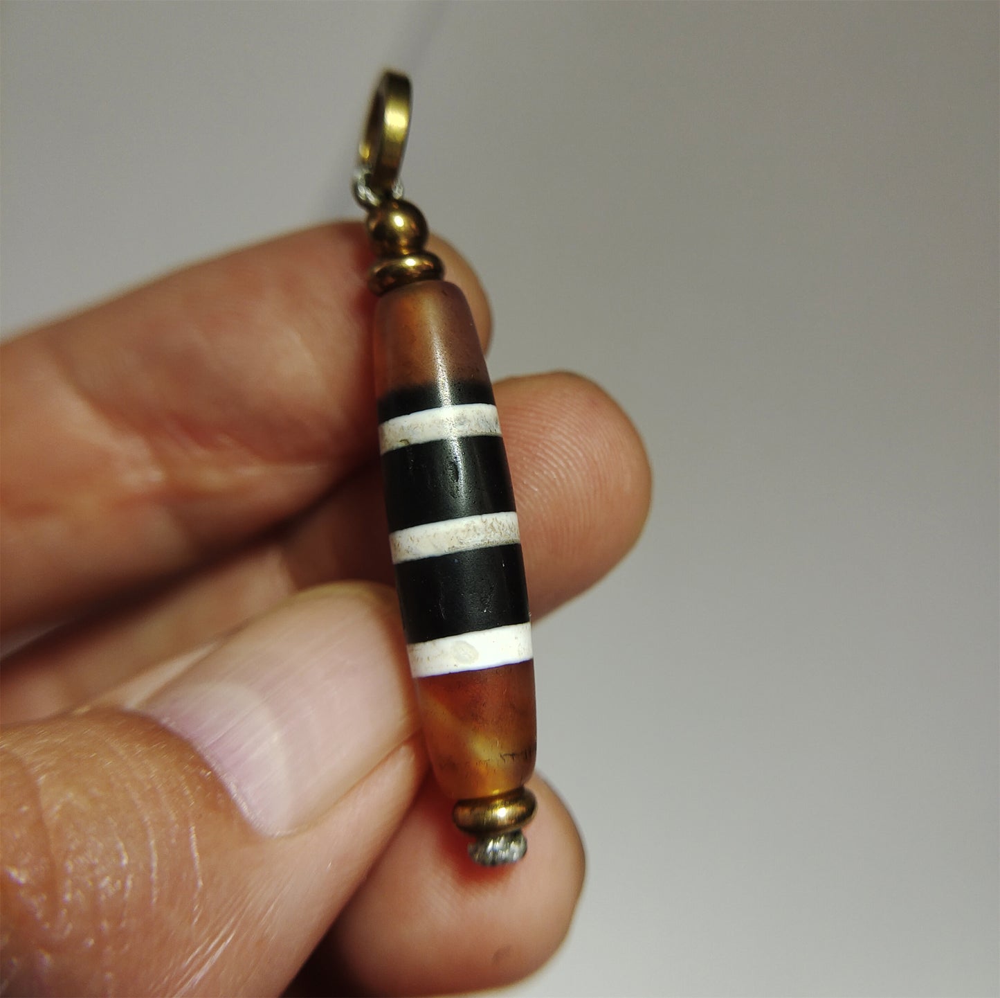 tibetan ancient five striped dzi bead old amulet real genuine himalaya agate pure three eyes gzi pendant