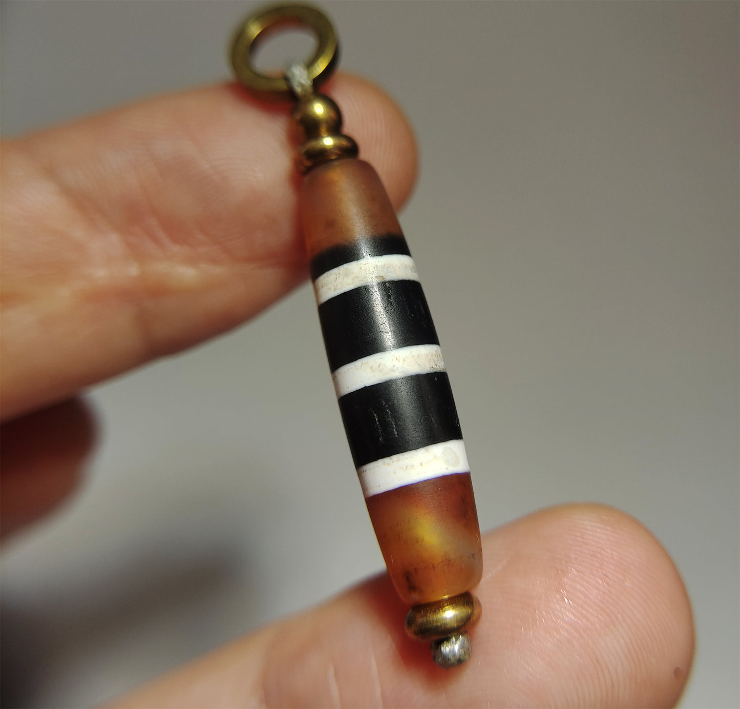 tibetan ancient five striped dzi bead old amulet real genuine himalaya agate pure three eyes gzi pendant