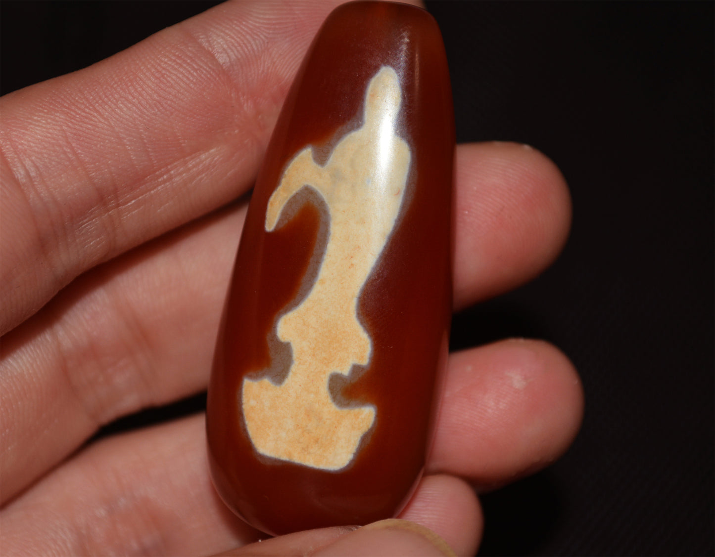 Real Tibetan Old Antique Kwan Yin Buddha Dzi Bead Amulet Pendant Himalaya Agate Pure Guanyin Gzi