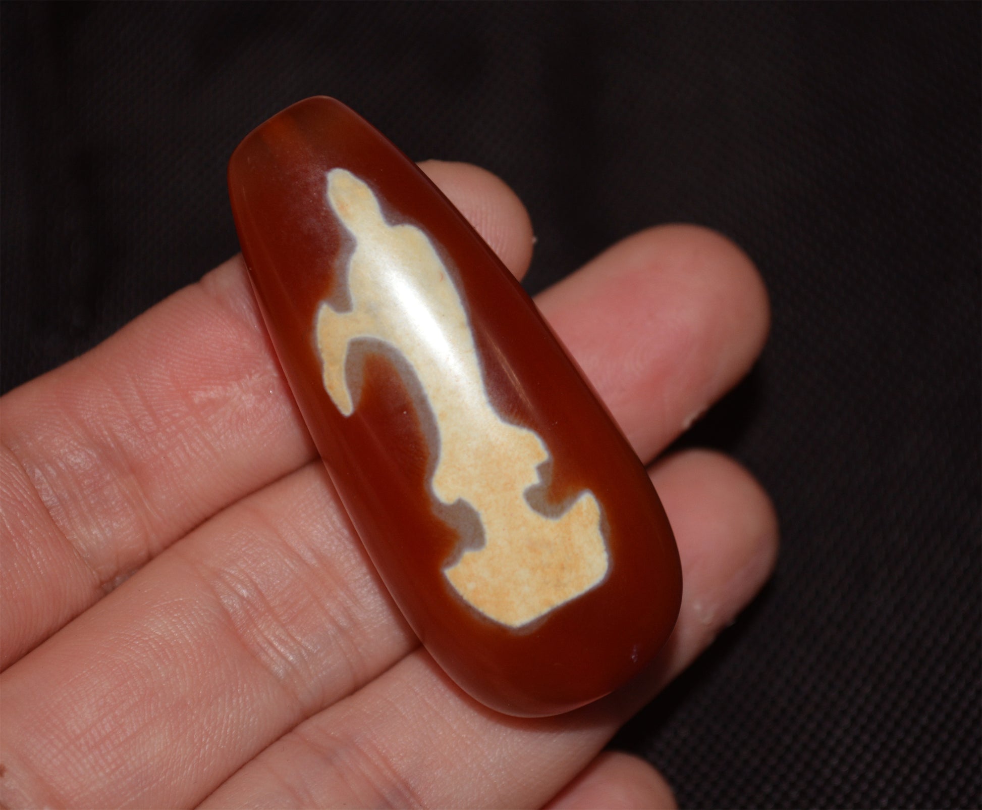 Real Tibetan Old Antique Kwan Yin Buddha Dzi Bead Amulet Pendant Himalaya Agate Pure Guanyin Gzi