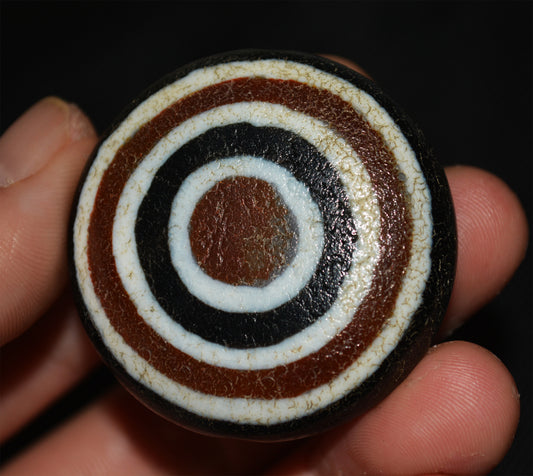 tibetan ancient lukmik eye dzi bead agate real genuine goat horse