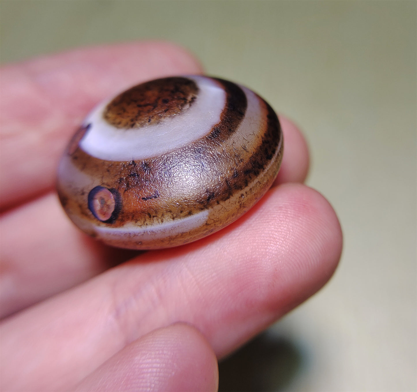 Real Tibetan Ancient Luk Mik Eye Dzi Bead Pendant Amulet Himalaya Agate