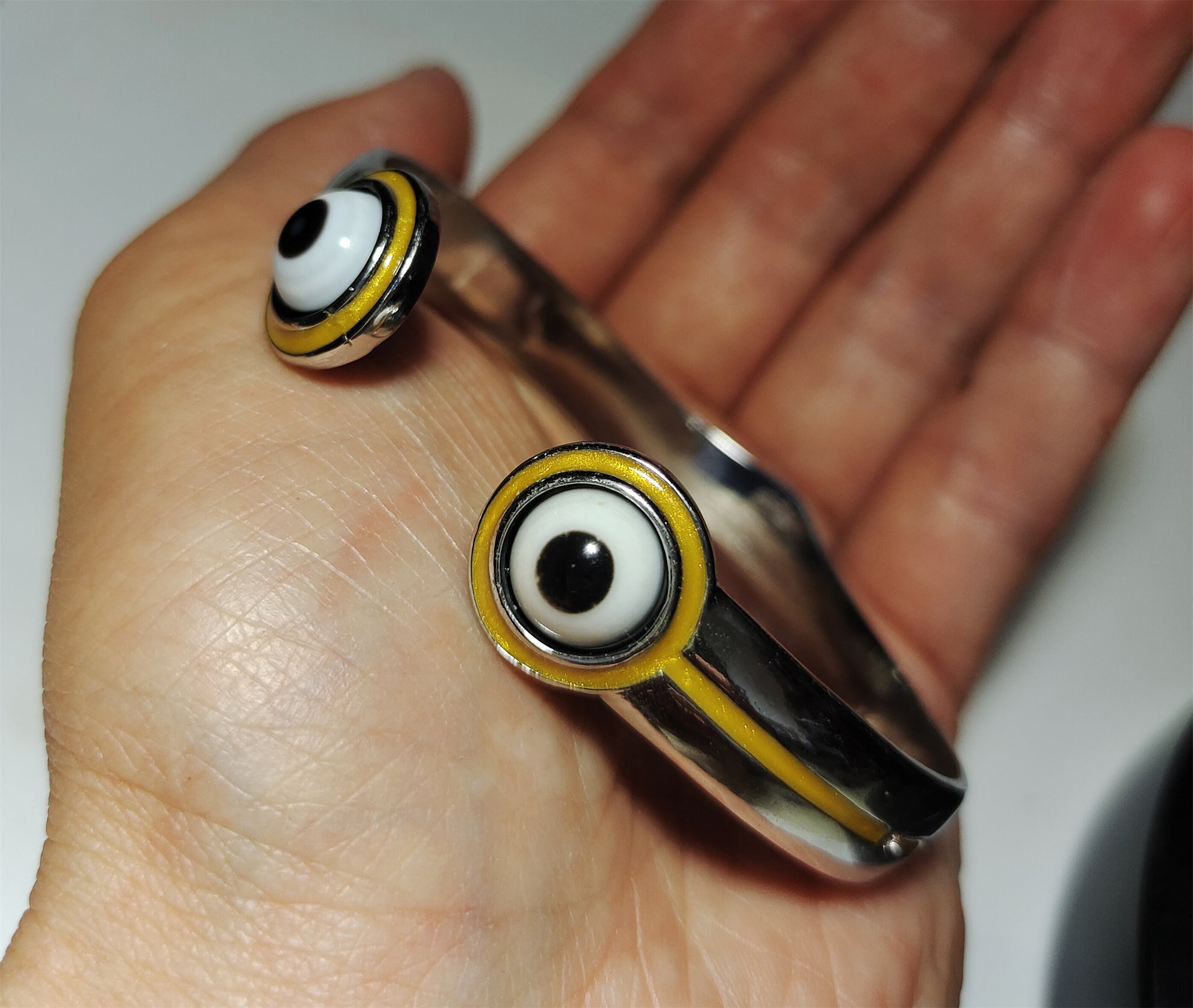 Tibetan Antique Lukmik Dzi Bead Bangle Amulet Himalaya One Eye Goat luk mik