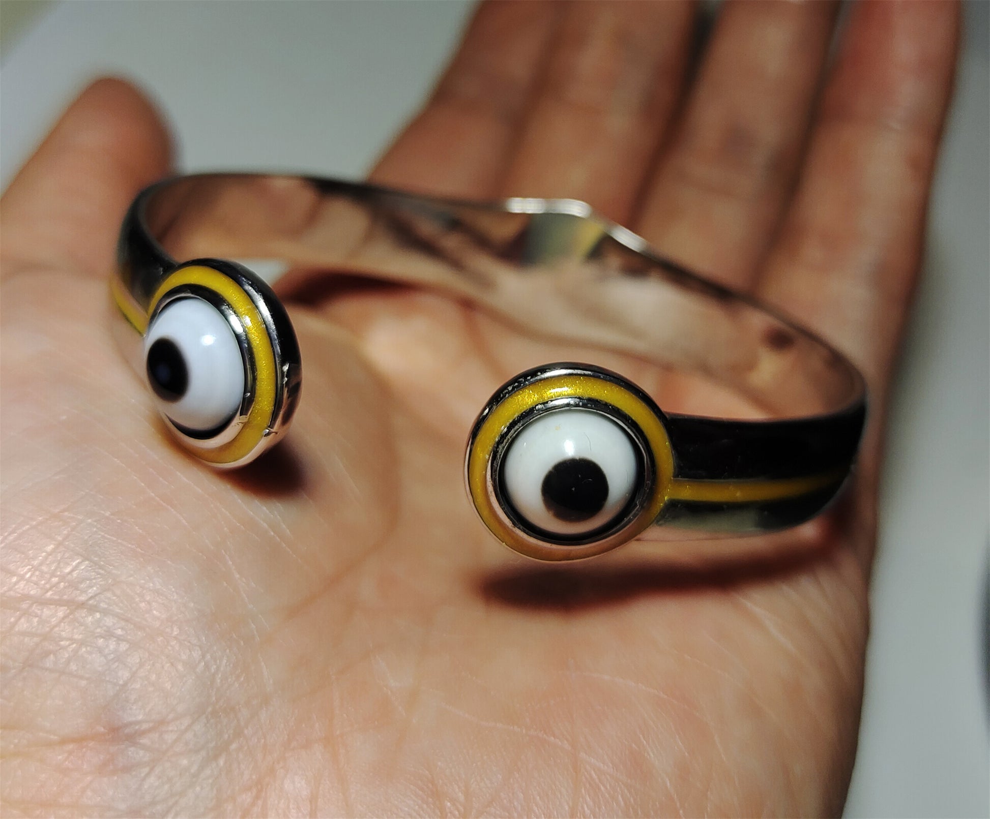 Tibetan Antique Lukmik Dzi Bead Bangle Amulet Himalaya One Eye Goat luk mik
