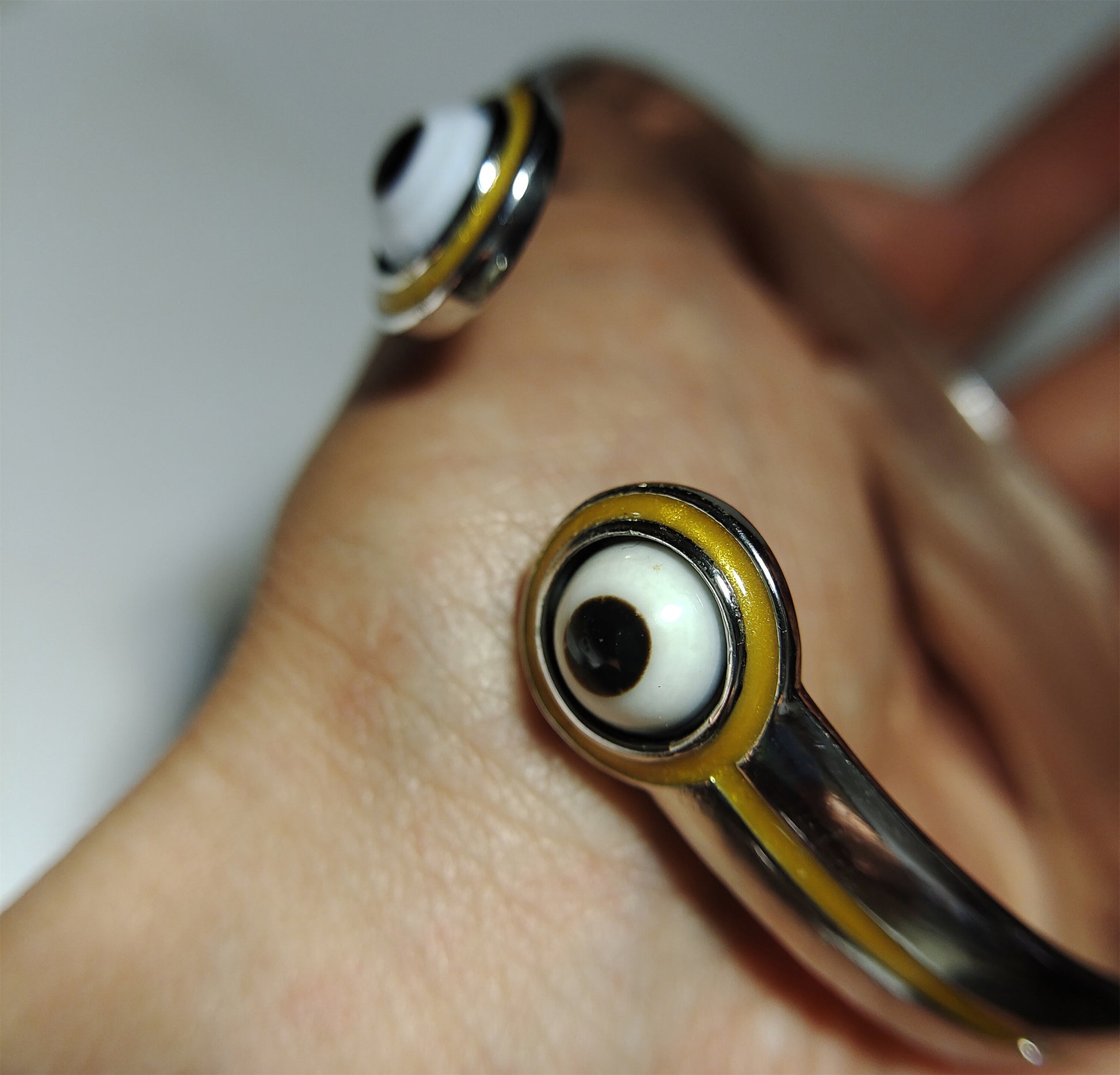 Tibetan Antique Lukmik Dzi Bead Bangle Amulet Himalaya One Eye Goat luk mik