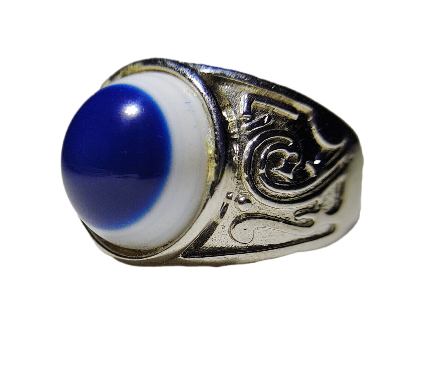 Antique Luk Mik Eye Dzi Bead Ring Real Tibetan Old Amulet Himalaya Lukmik Gzi Talisman