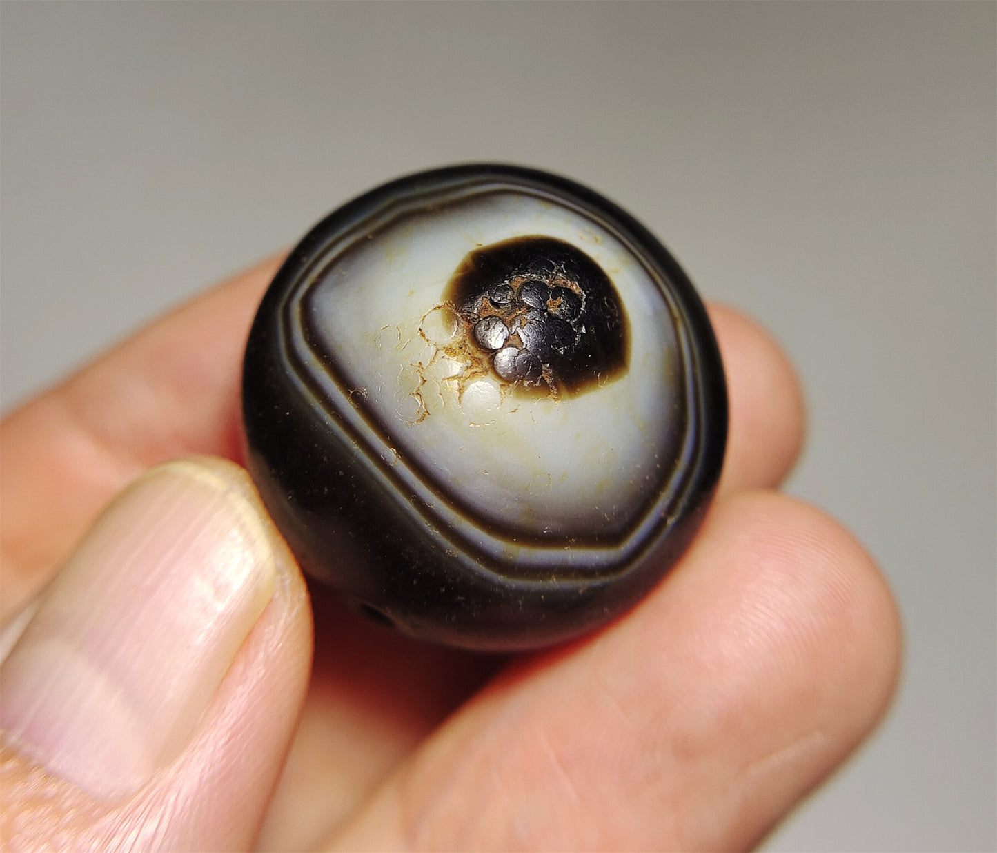 Ancient Luk Mik Dzi Bead Pendnat Himalaya Lukmik Eye Goat Tibetan Old