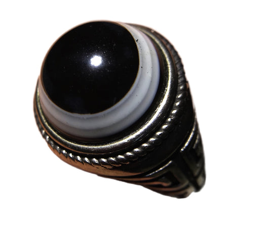 tibetan ancient lukmik eye dzi bead ring amulet real genuine goat horse old himalaya agate pure gzi