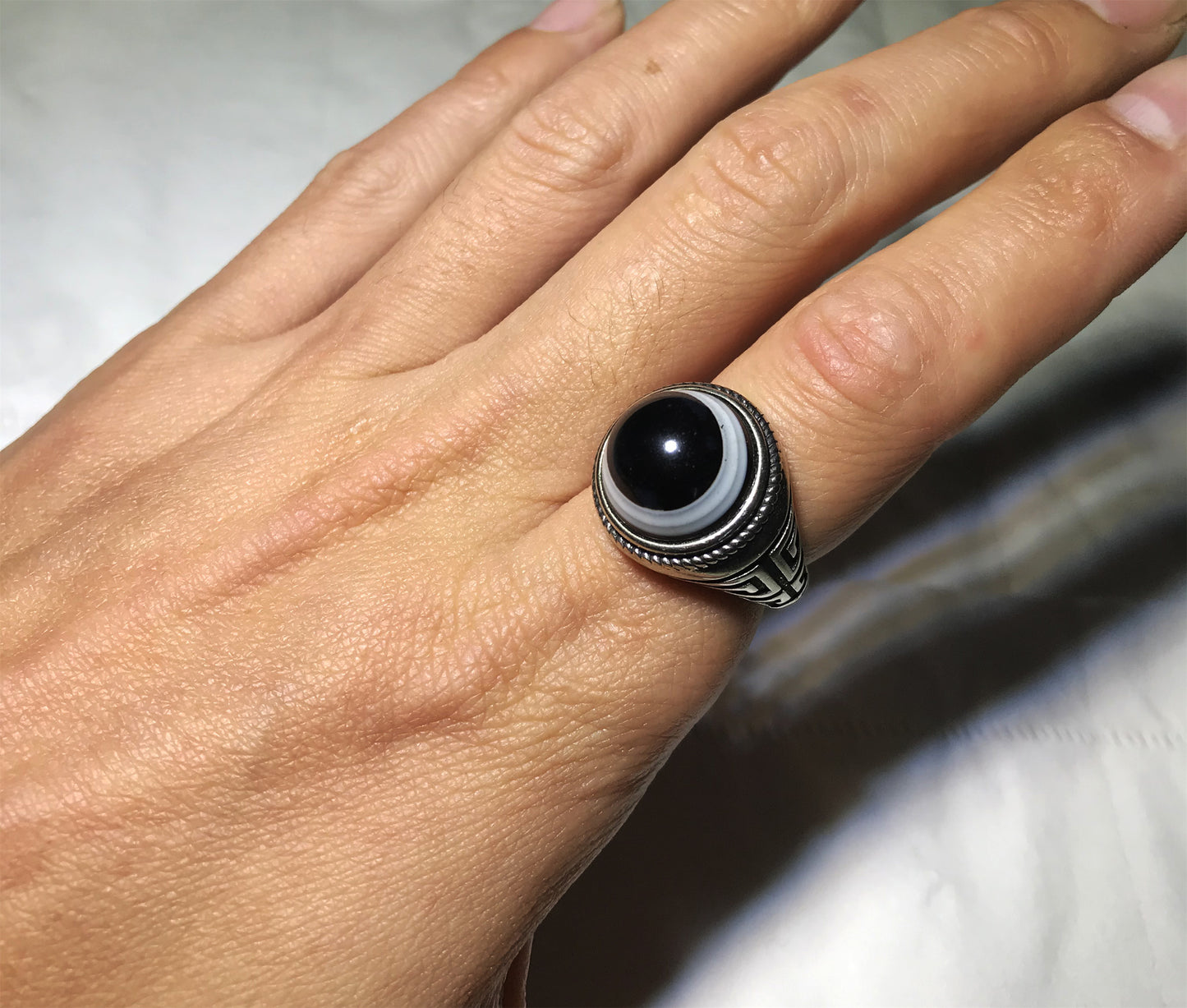 Himalaya Lukmik Eye Dzi Bead Ring Amulet Talisman