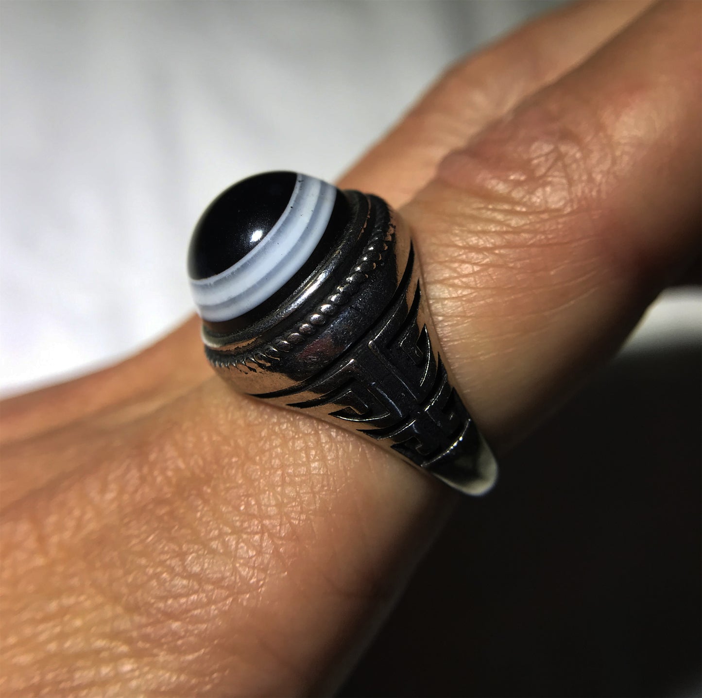 tibetan ancient lukmik eye dzi bead ring amulet real genuine goat horse old himalaya agate pure gzi