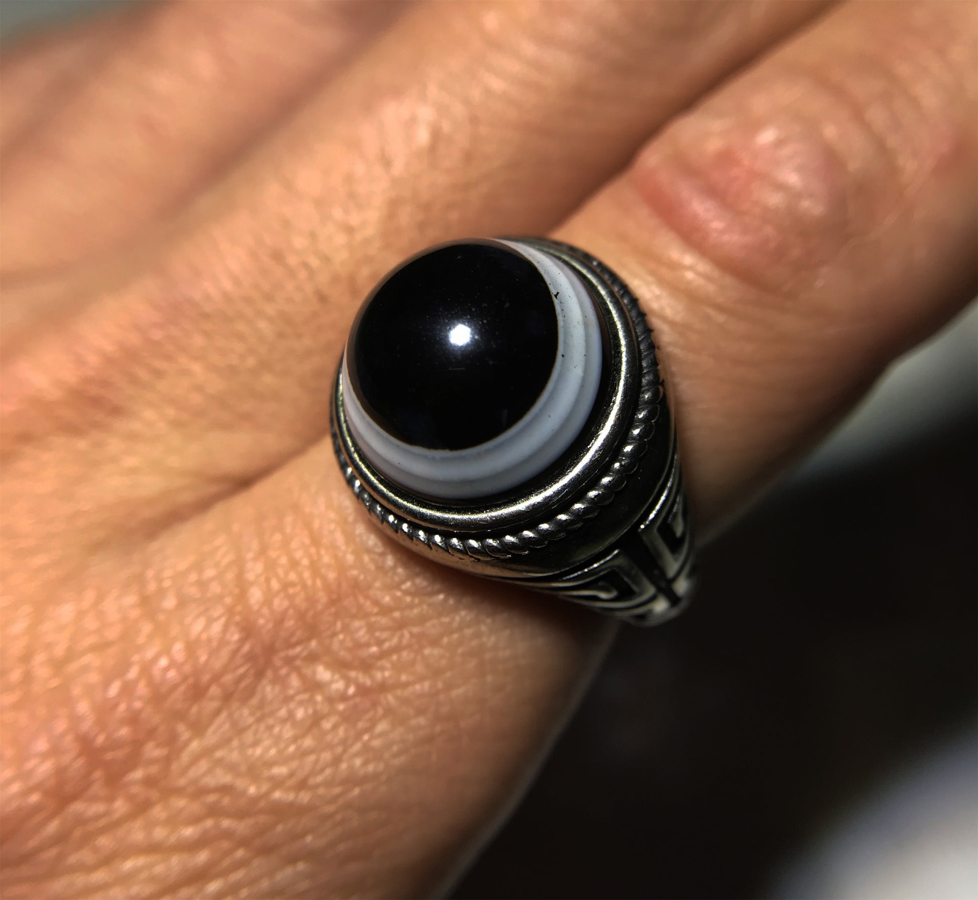 tibetan ancient lukmik eye dzi bead ring amulet real genuine goat horse old himalaya agate pure gzi