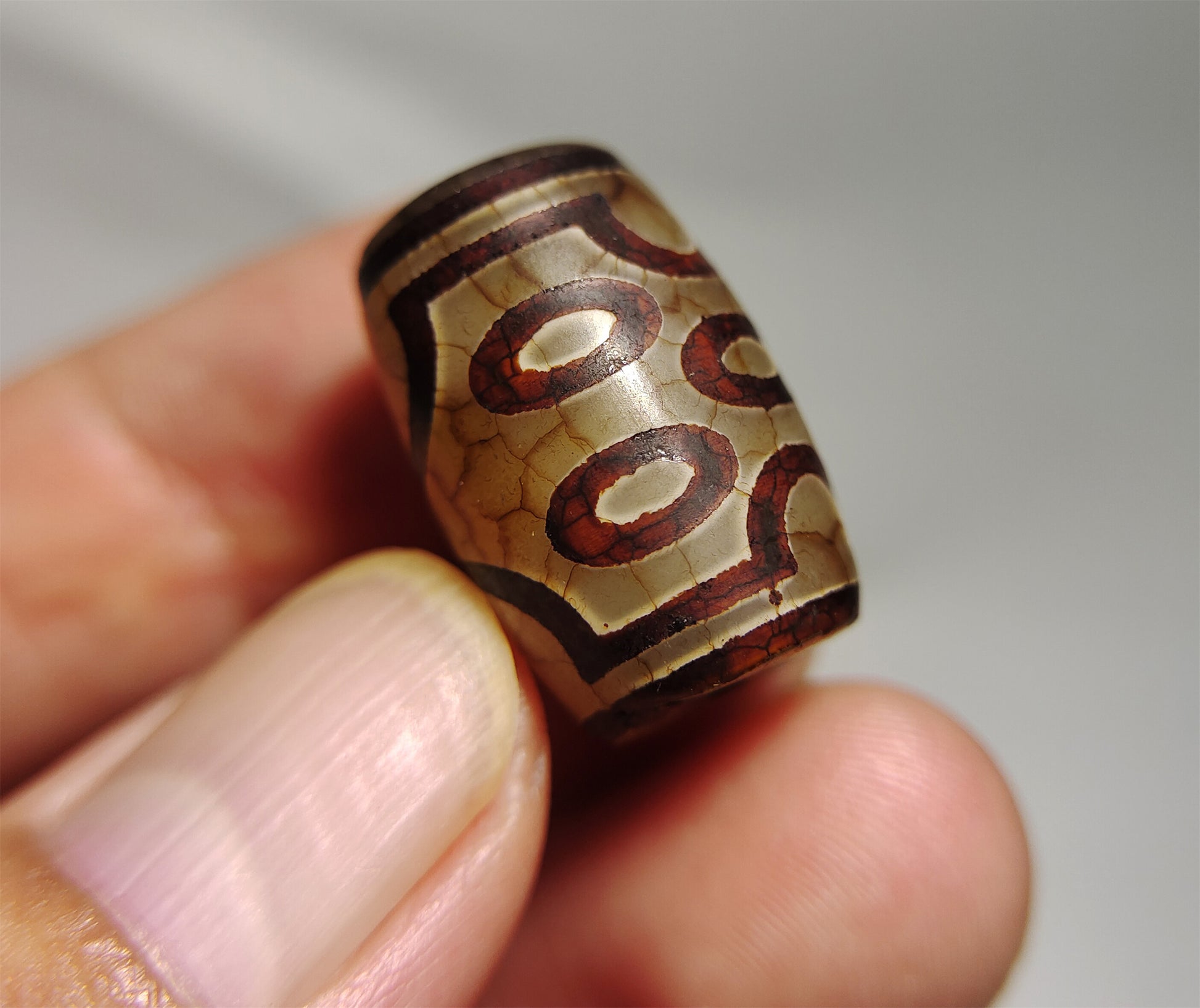 Real Tibetan Ancient Seven Eyes Dzi Bead Pendant Amulet Himalaya Agate Pure 7 Eyed Gzi Tibet