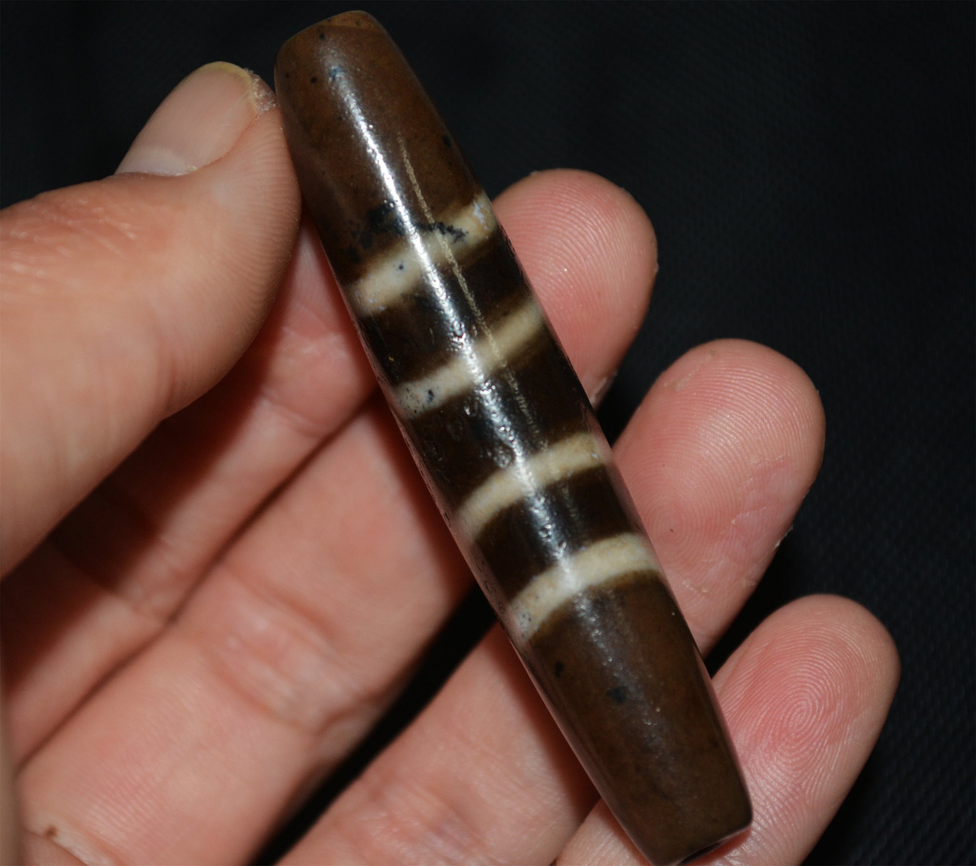 Ancient Real Tibetan Seven Striped Dzi Bead Four Eyes Amulet Genuine Old Himalaya Agate Pure Gzi