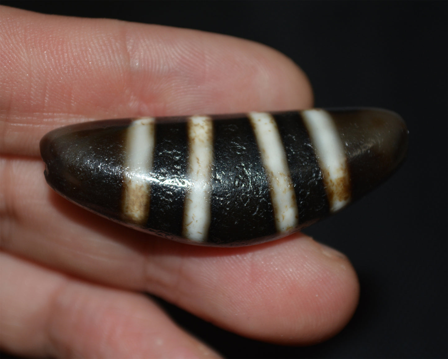 Tibetan Old Ancient Four Seven Stripes Dzi Bead Striped Amulet Real Himalaya Agate Eye Gzi