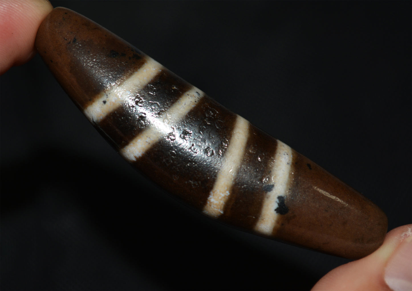 Ancient Real Tibetan Seven Striped Dzi Bead Four Eyes Amulet Genuine Old Himalaya Agate Pure Gzi