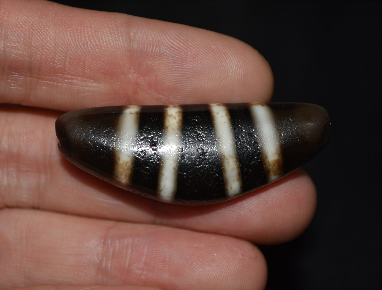 Tibetan Old Ancient Four Seven Stripes Dzi Bead Striped Amulet Real Himalaya Agate Eye Gzi