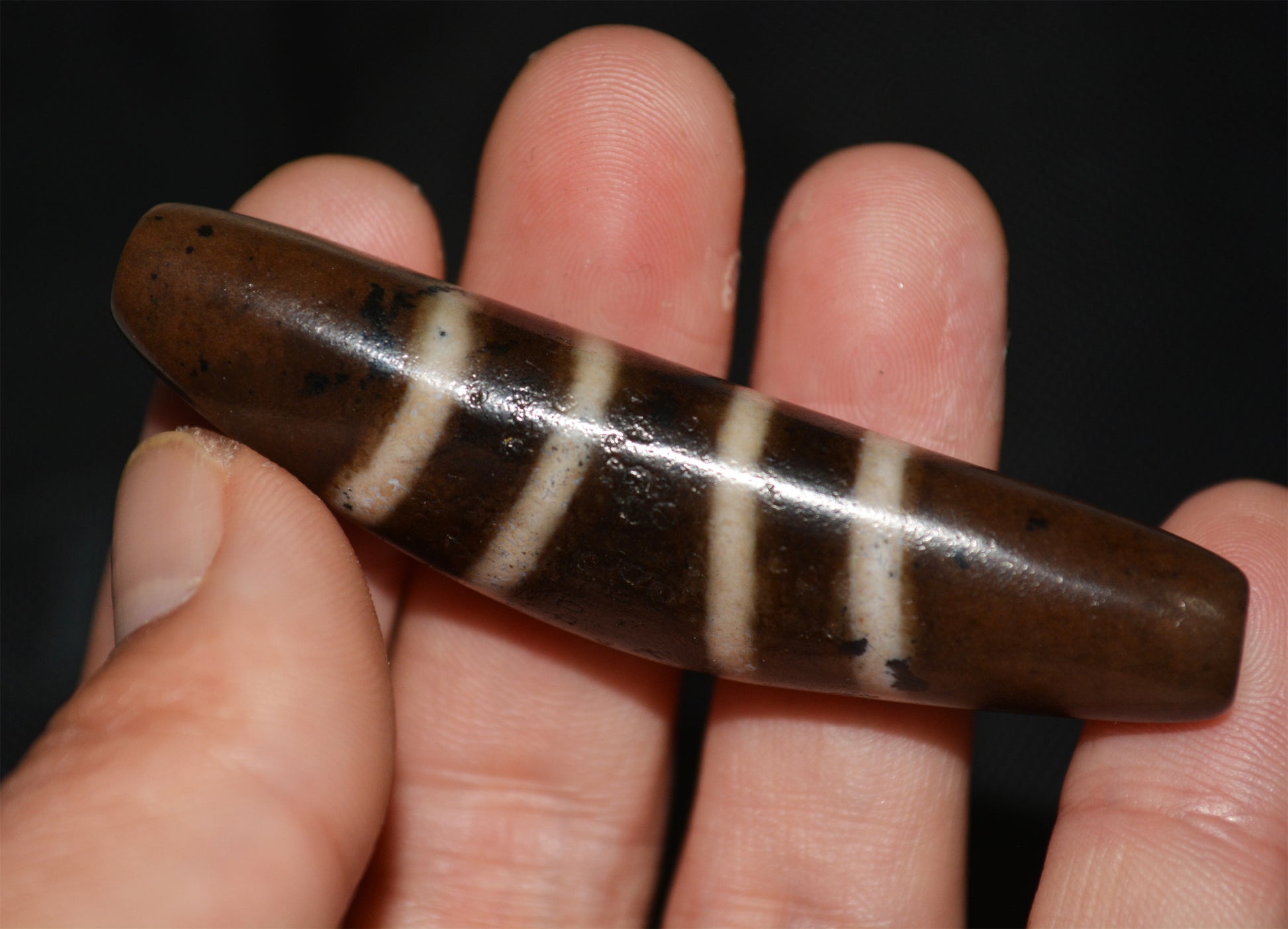 Ancient Real Tibetan Seven Striped Dzi Bead Four Eyes Amulet Genuine Old Himalaya Agate Pure Gzi