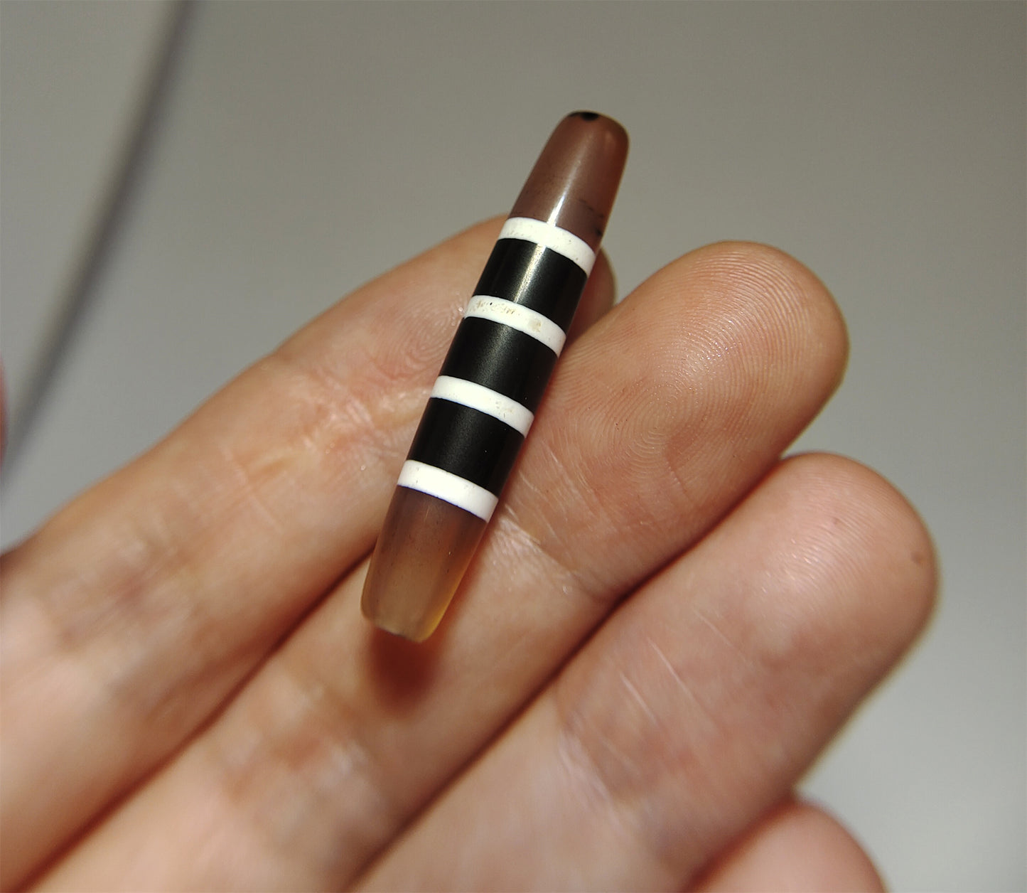 Ancient Real Tibetan Seven Stripes Dzi Bead Amulet Himalaya Agate Eye 4 Striped Gzi