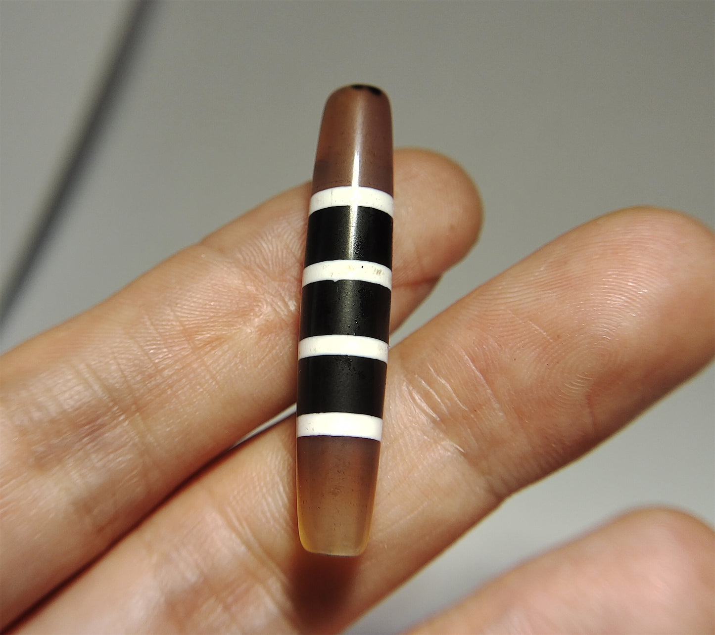 Ancient Real Tibetan Seven Stripes Dzi Bead Amulet Himalaya Agate Eye 4 Striped Gzi