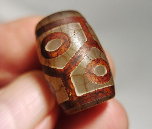 Real Tibetan Old Ancient Six Eyes Dzi Bead Amulet Himalaya Agate Pure 6 Eyed Gzi Tibet