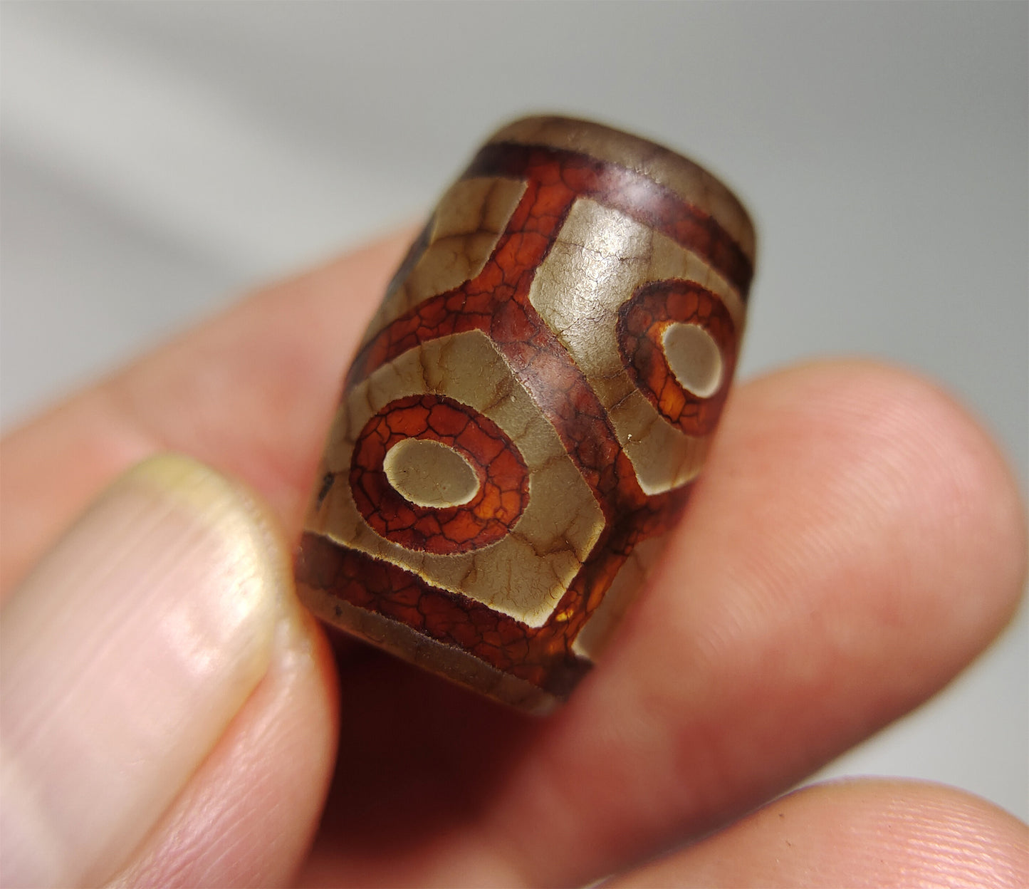 Real Tibetan Old Ancient Six Eyes Dzi Bead Amulet Himalaya Agate Pure 6 Gzi Tibet Genuine