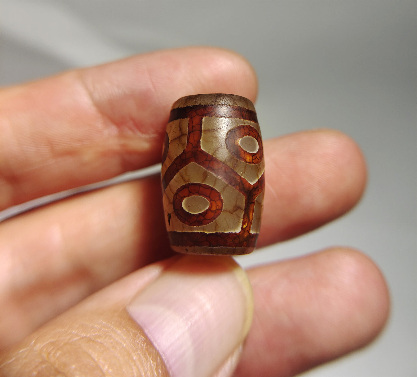 Real Tibetan Old Ancient Six Eyes Dzi Bead Amulet Himalaya Agate Pure 6 Gzi Tibet Genuine