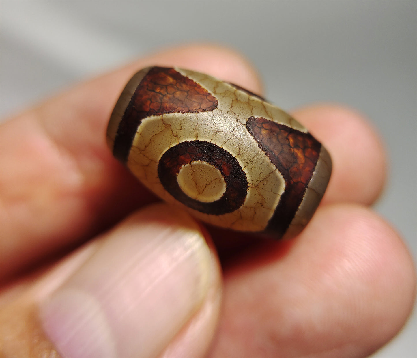 Tibetan Old Pure Three Eyes Dzi Bead Amulet Himalaya Real Tibet Agate 3 Eyed Gzi Talisman Pendant