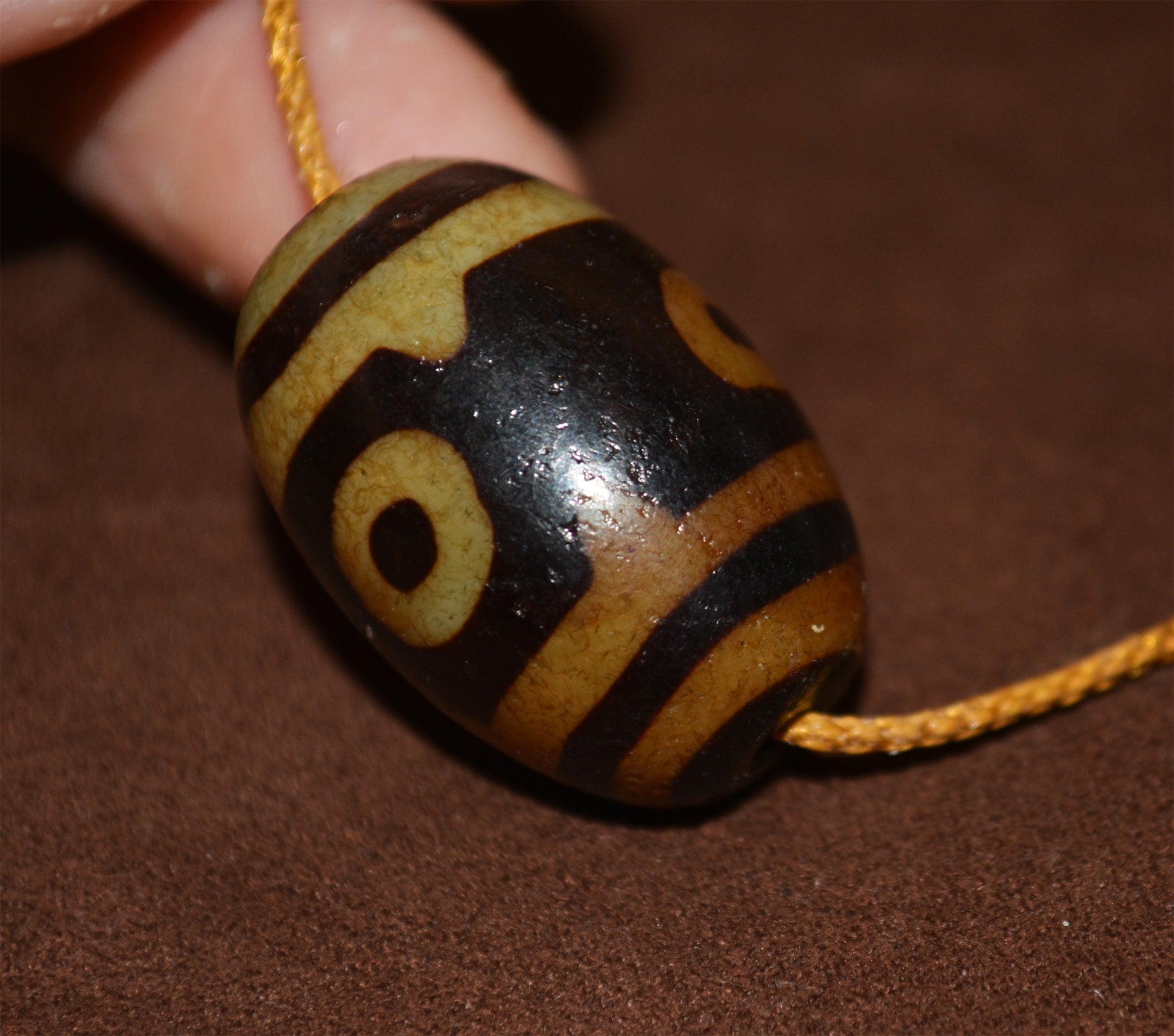 Tibetan Old Three Eyes Dzi Bead Amulet Pendant Himalaya