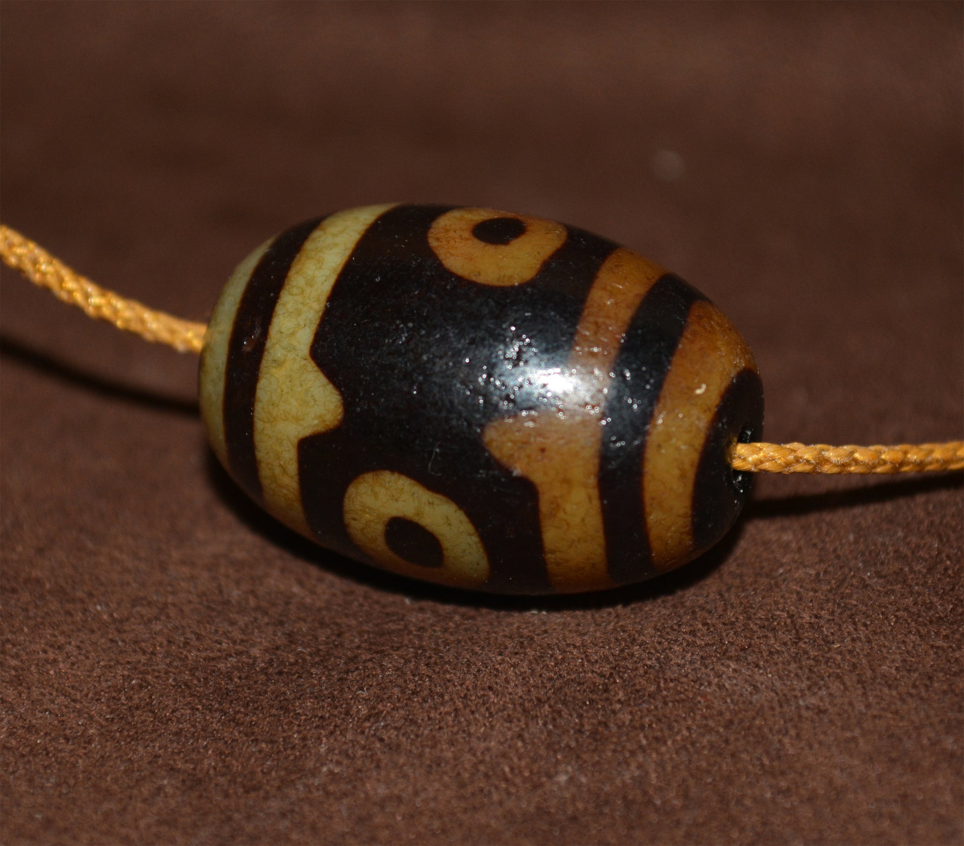 Tibetan Old Three Eyes Dzi Bead Amulet Pendant Himalaya