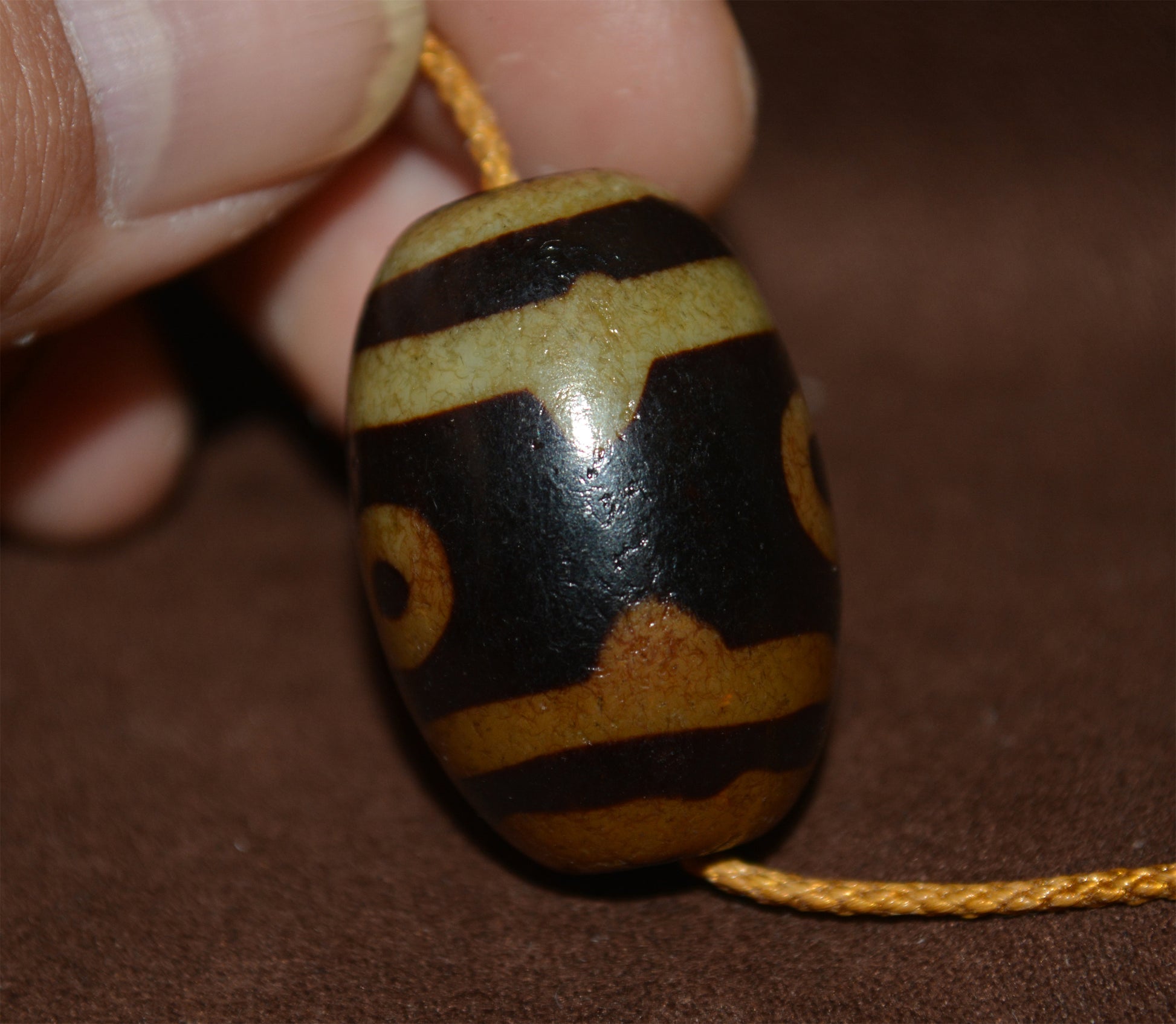 Tibetan Old Three Eyes Dzi Bead Amulet Pendant Himalaya