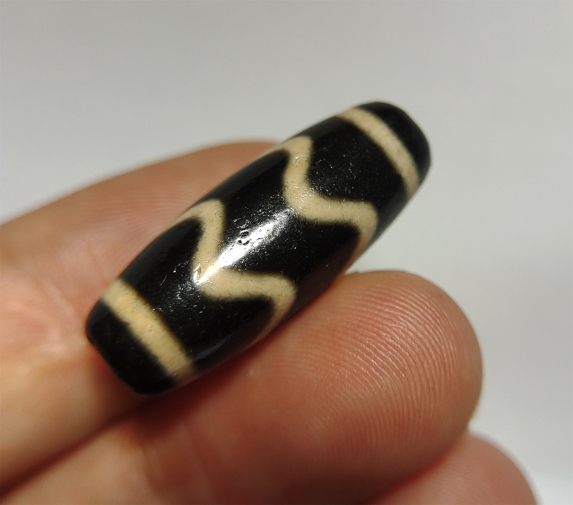  tibetan ancient tiger tooth dzi bead pendant amulet genuine old zig zag himalaya agate water wave pure gzi talisman