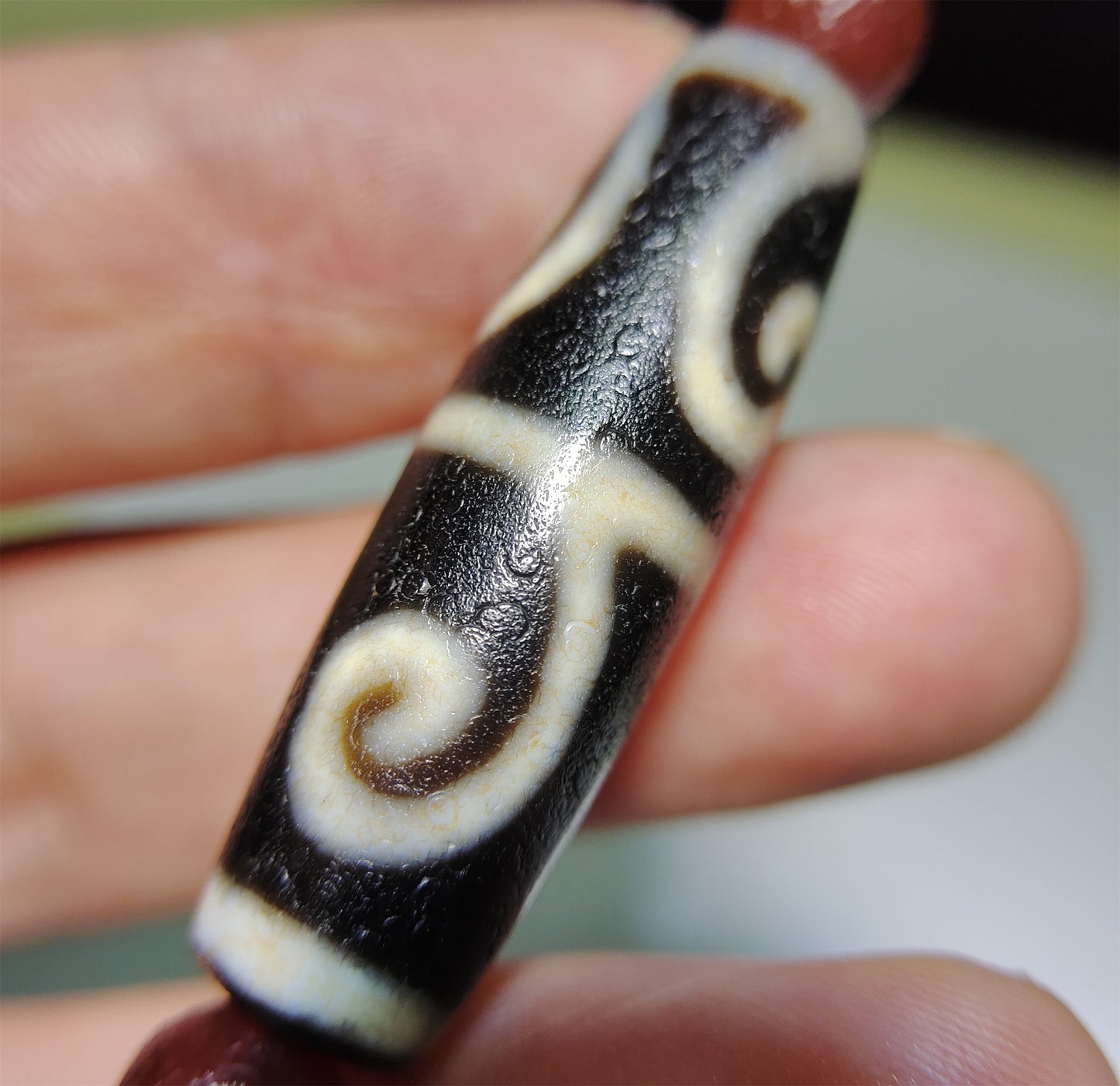 Ancient Real Tibetan Ruyi Dzi Bead Amulet Pendant Himalaya Genuine Agate