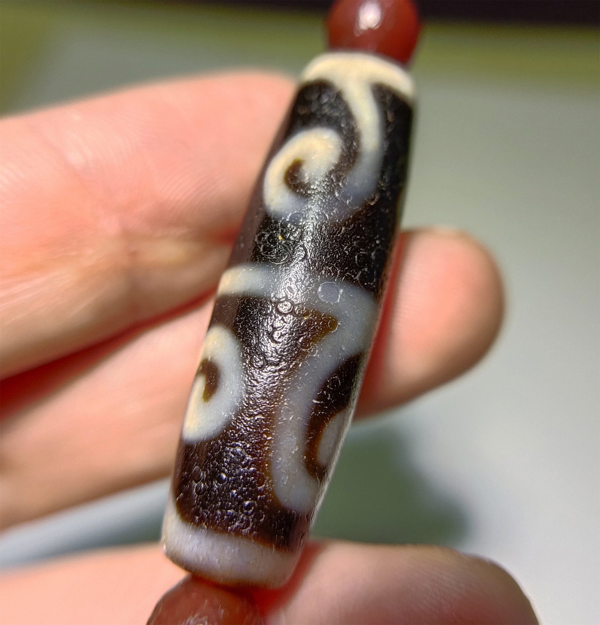 Ancient Real Tibetan Ruyi Dzi Bead Amulet Pendant Himalaya Genuine Agate