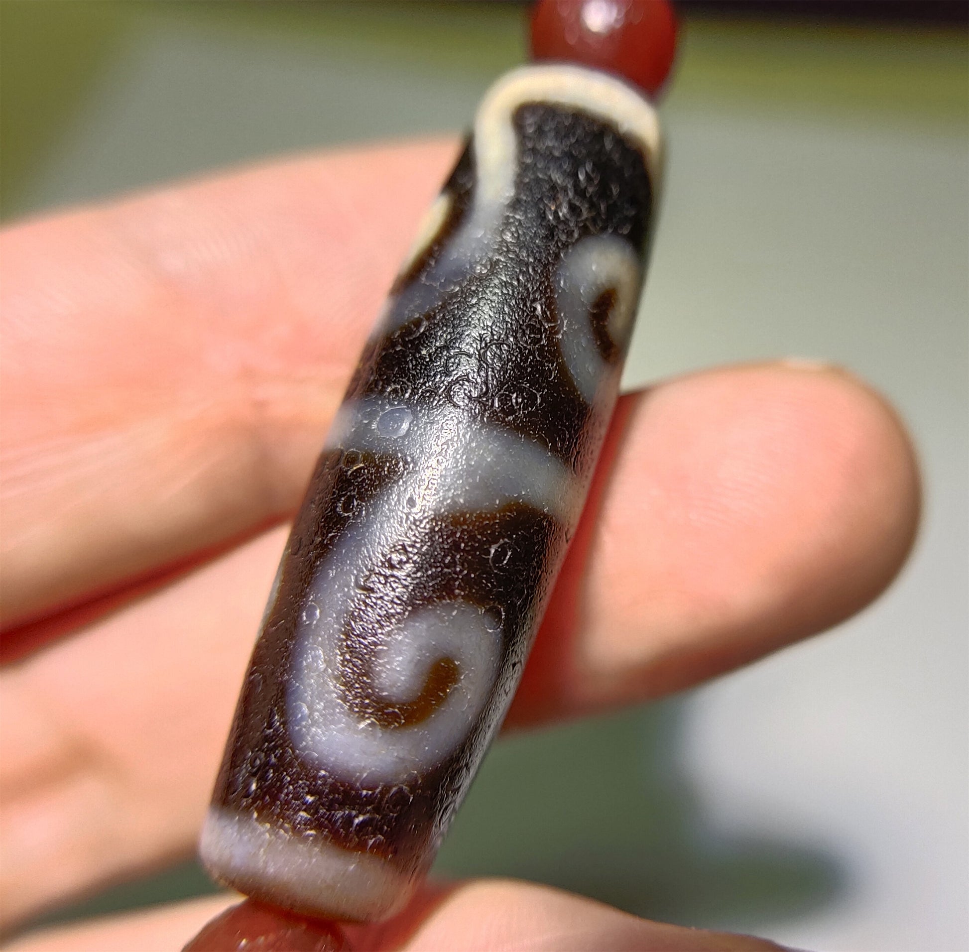 Ancient Real Tibetan Ruyi Dzi Bead Amulet Pendant Himalaya Genuine Agate